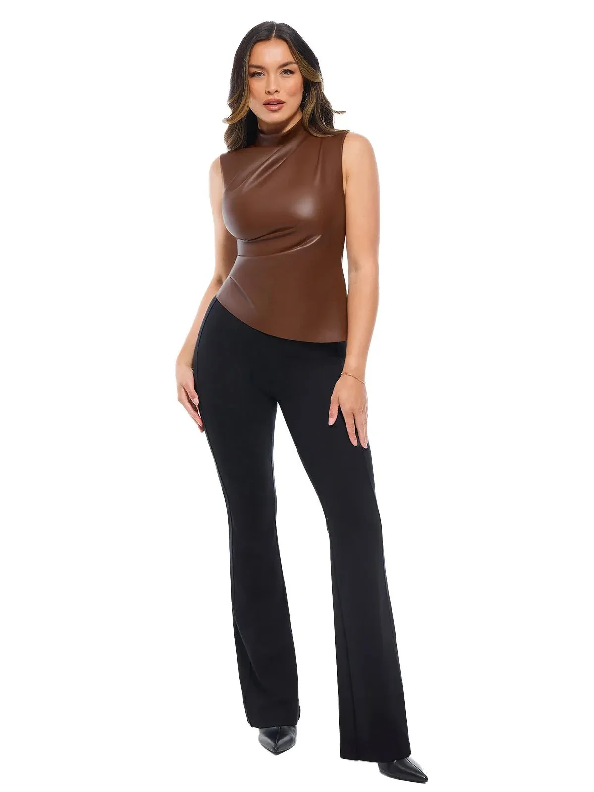 Sculpting 3-in-1 Faux Leather Bodysuit - Image 27