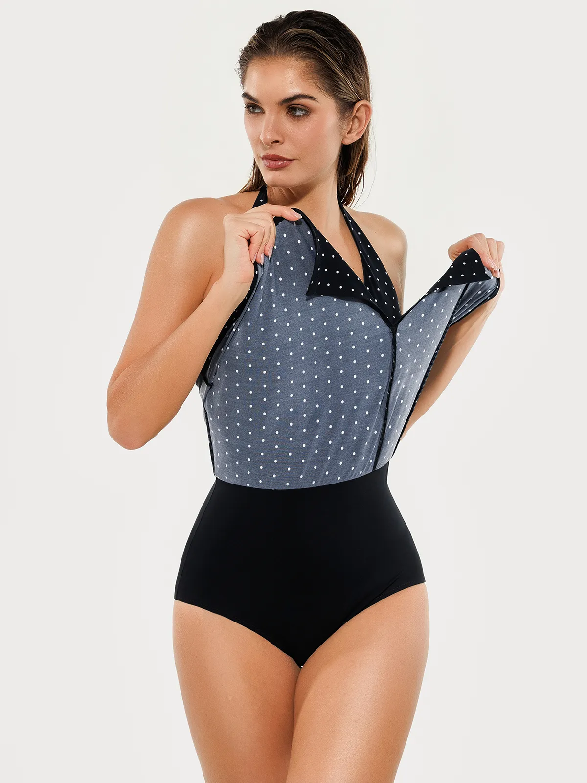 Sculpting Halter Tankini Skirt Swimsuit Set - Image 13