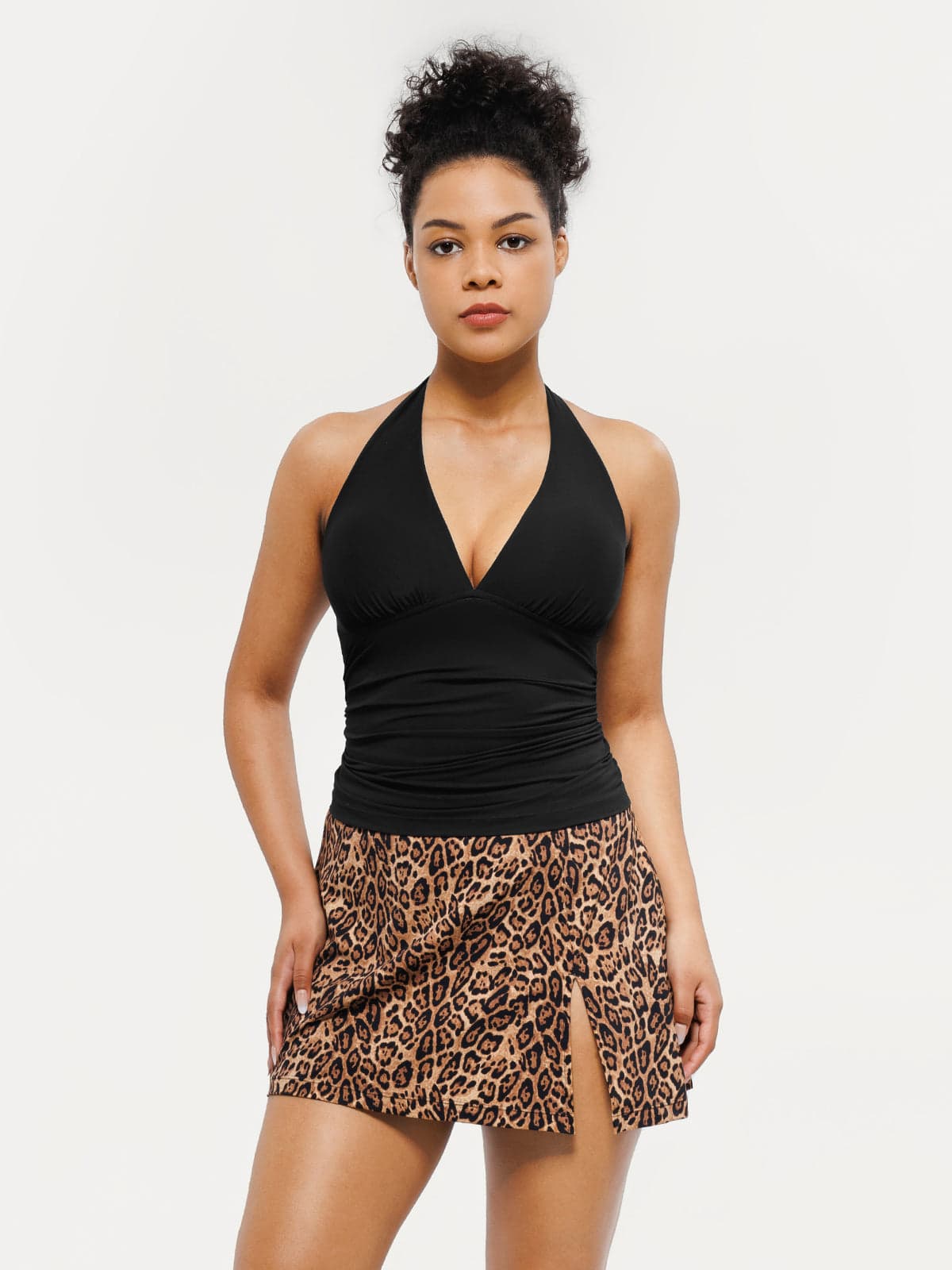 Sculpting Halter Tankini Skirt Swimsuit Set - Image 15