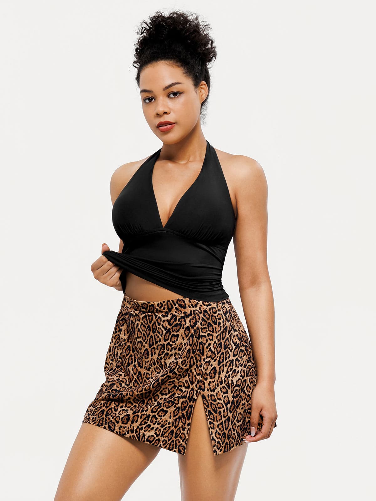 Sculpting Halter Tankini Skirt Swimsuit Set - Image 20