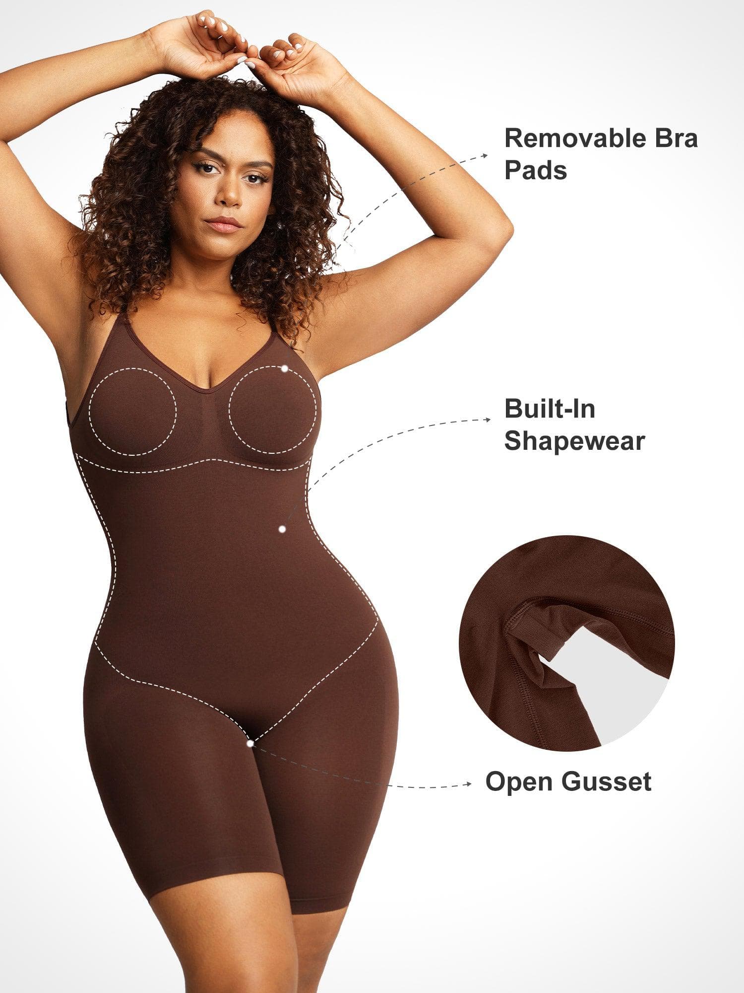Shapewear Low Back Tummy Control Mid-Thigh Bodysuit - Image 8
