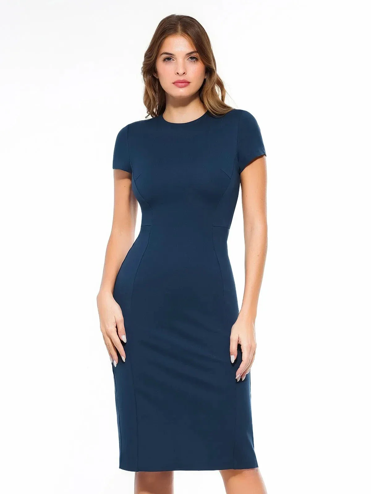 SculptWear Short Sleeve Fitted Sheath Dress - Image 11