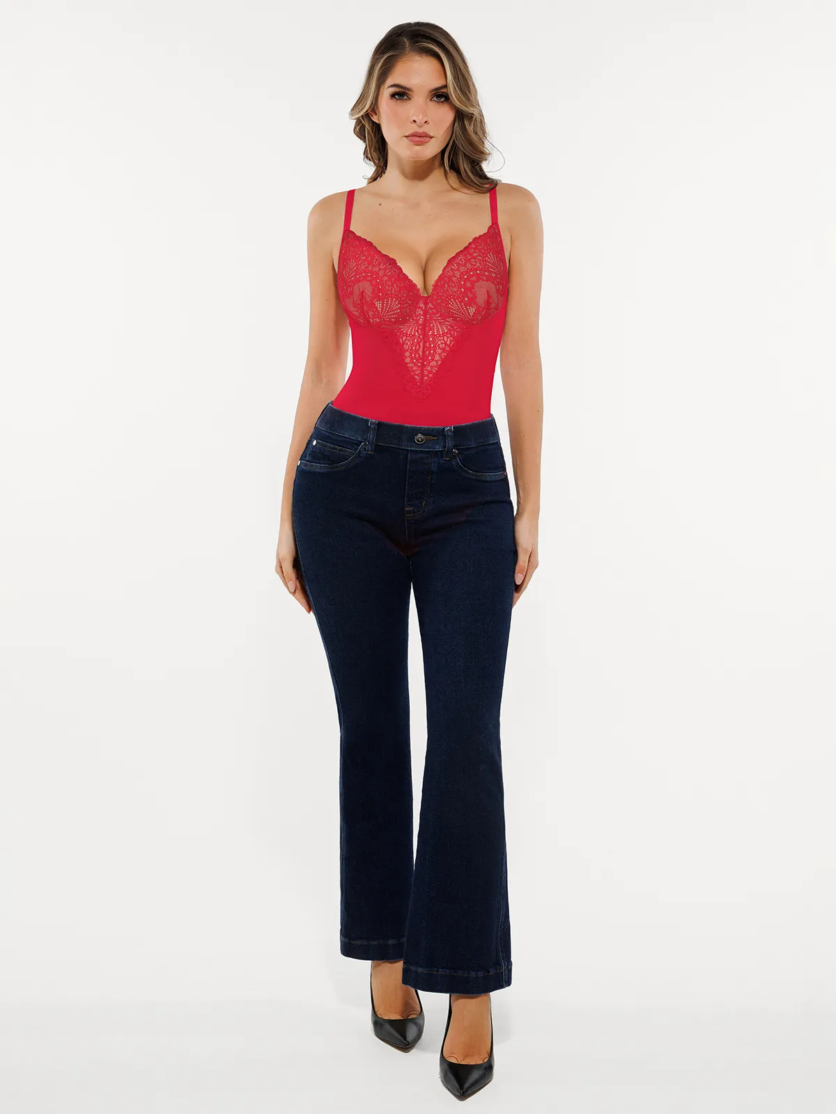 Seamless Lace V-Neck Shapewear Bodysuit - Image 23