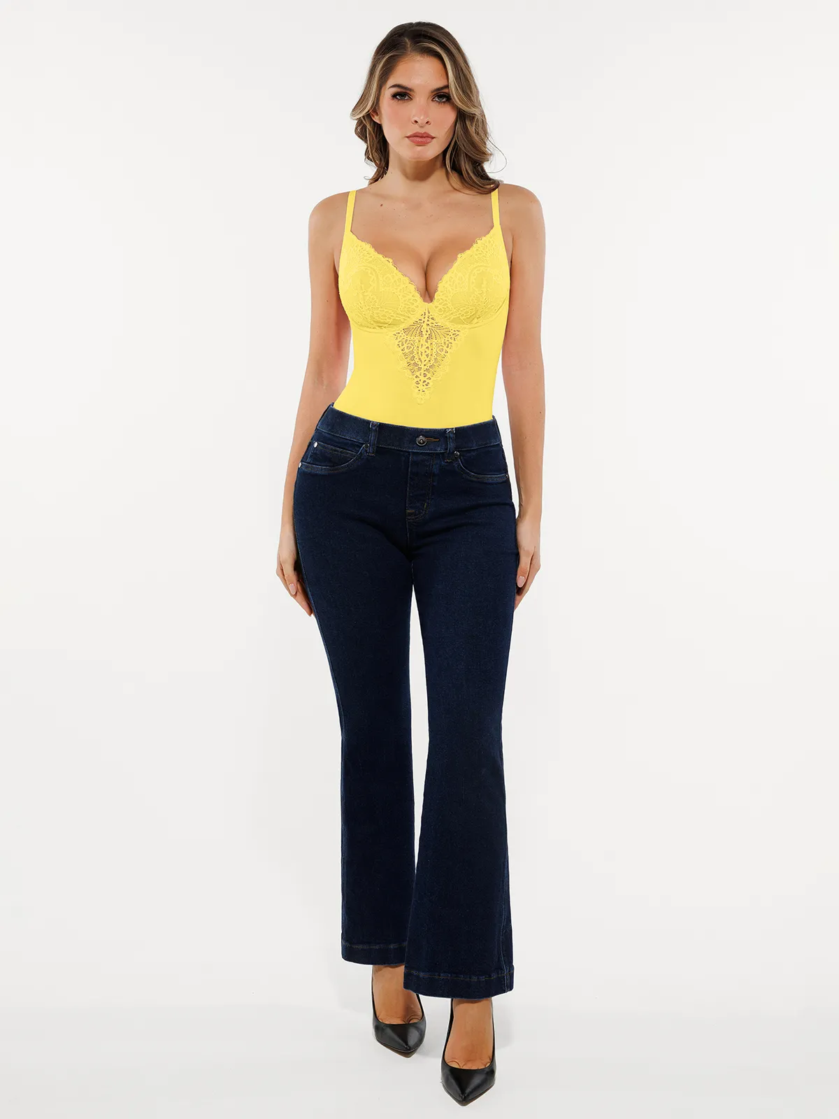Seamless Lace V-Neck Shapewear Bodysuit - Image 45