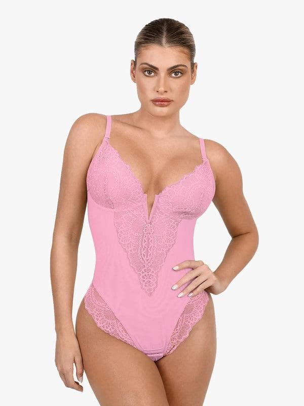 Seamless Lace V-Neck Shapewear Bodysuit - Image 50