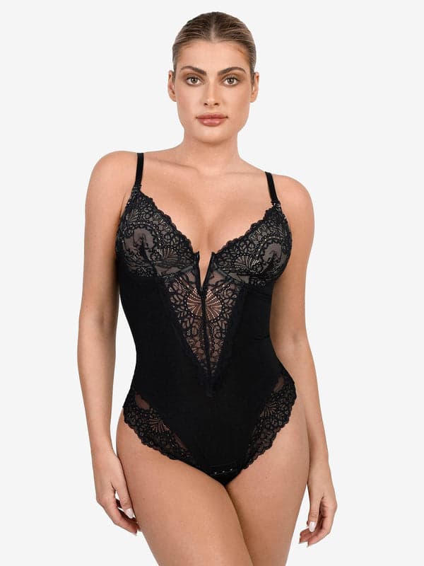 Seamless Lace V-Neck Shapewear Bodysuit - Image 53