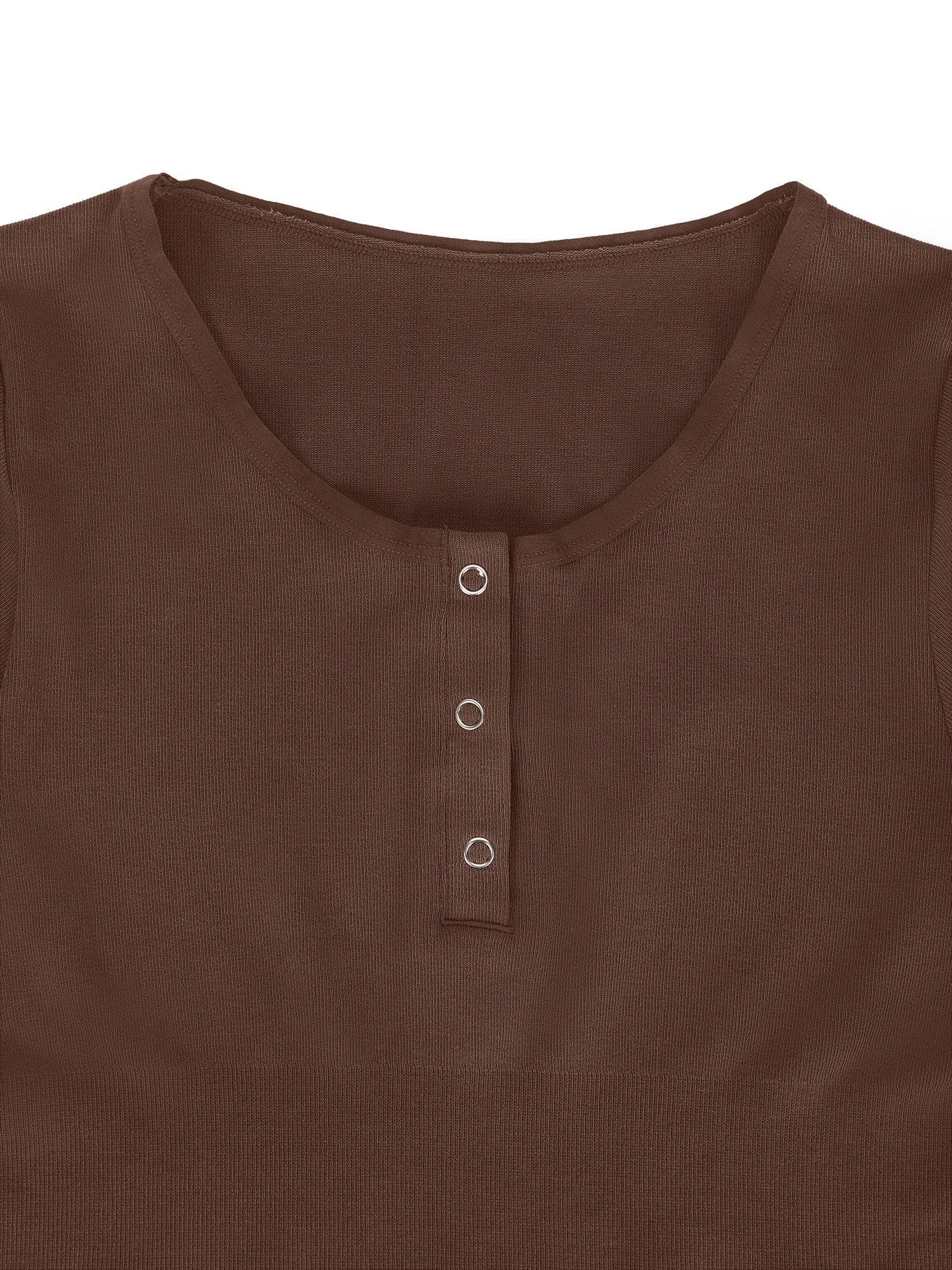 Shapewear Seamless Modal Long Sleeve Henley Bodysuit - Image 9