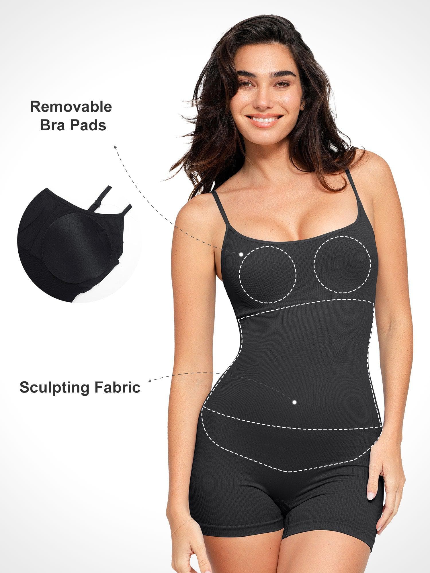Shapewear Seamless Rib Strappy Romper - Image 14