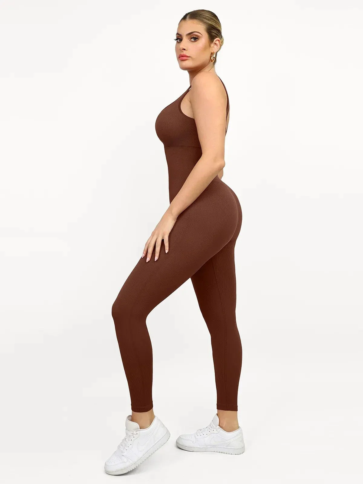 Shapewear Seamless Square Neck Tank Workout Jumpsuit - Image 10