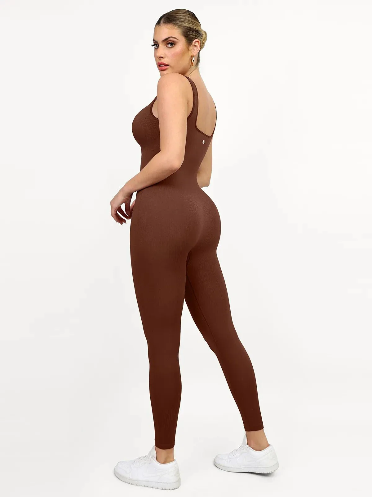 Shapewear Seamless Square Neck Tank Workout Jumpsuit - Image 11