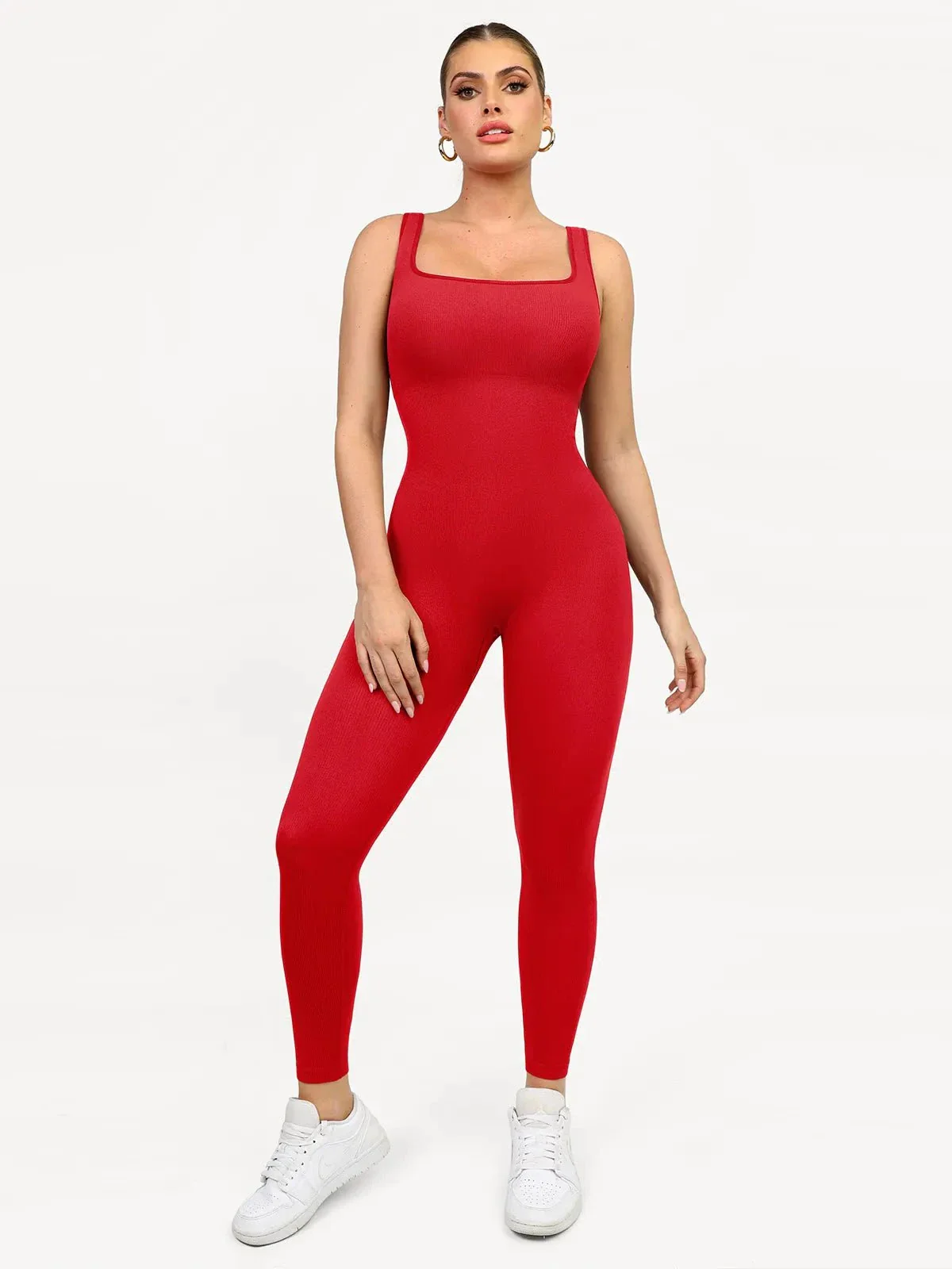 Shapewear Seamless Square Neck Tank Workout Jumpsuit - Image 15