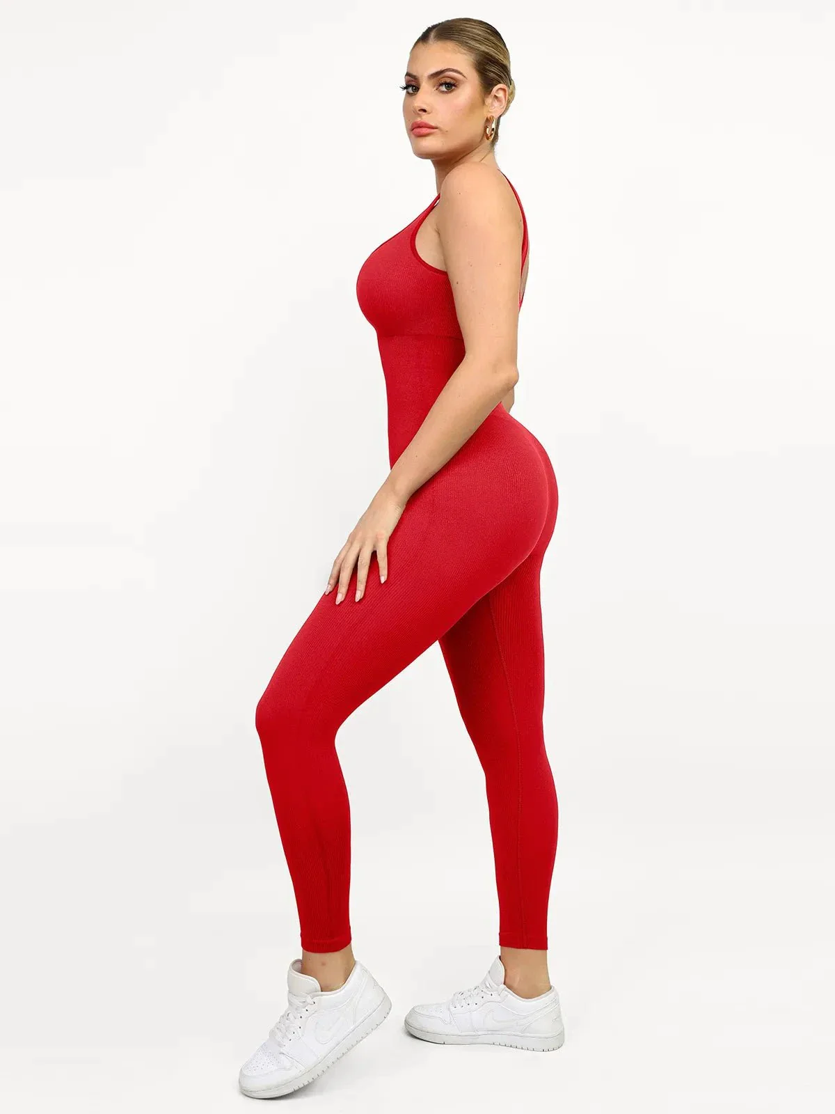 Shapewear Seamless Square Neck Tank Workout Jumpsuit - Image 17