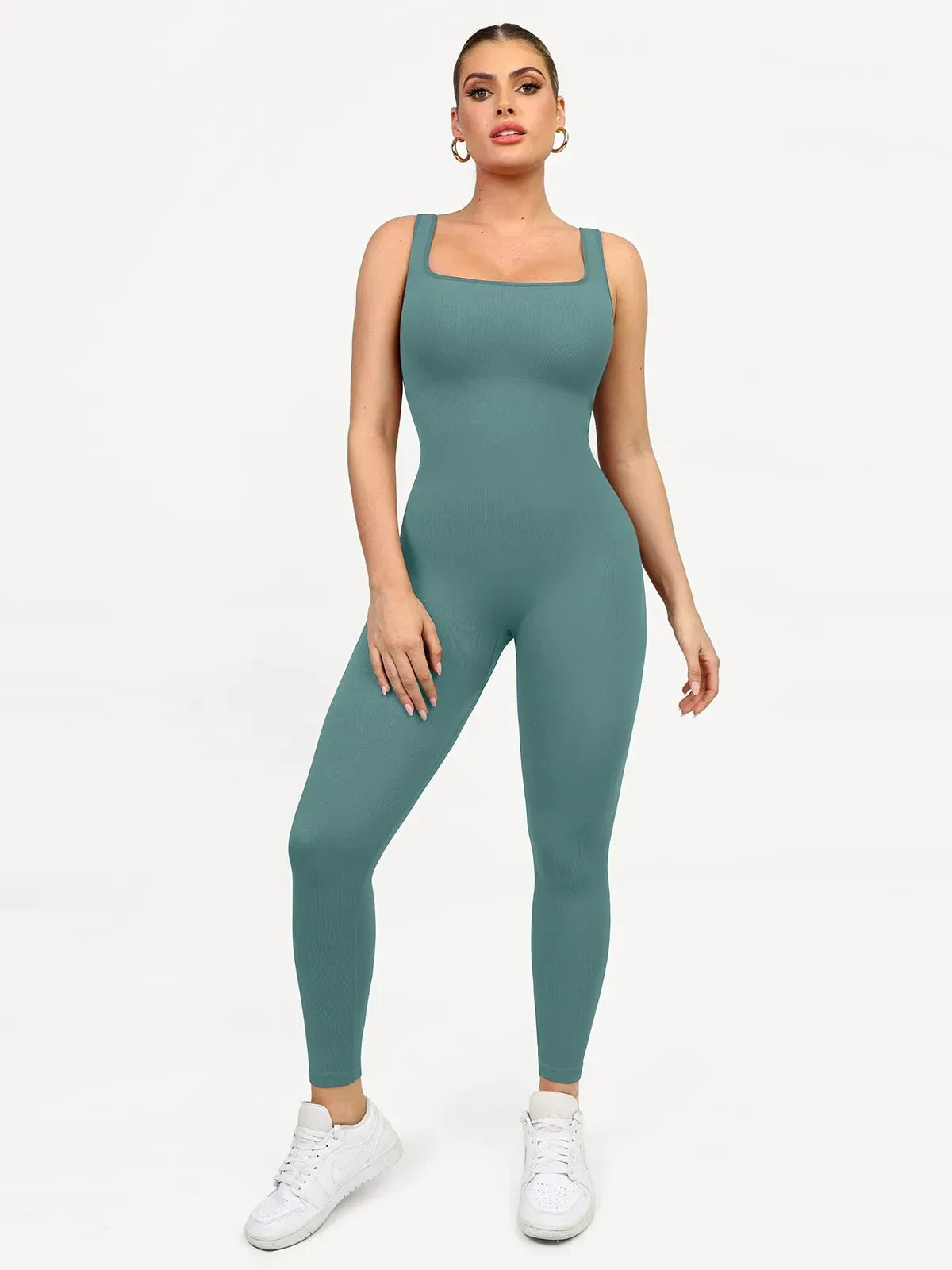 Shapewear Seamless Square Neck Tank Workout Jumpsuit - Image 19