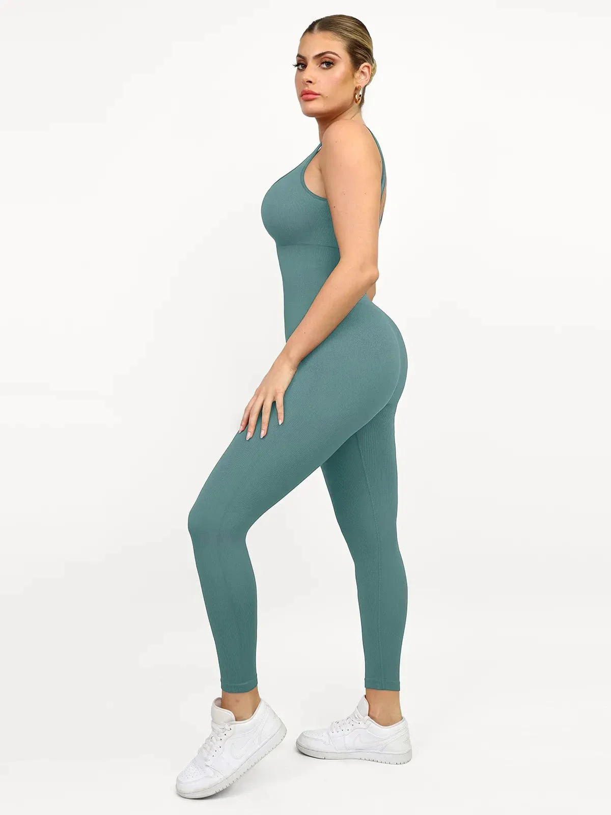 Shapewear Seamless Square Neck Tank Workout Jumpsuit - Image 21
