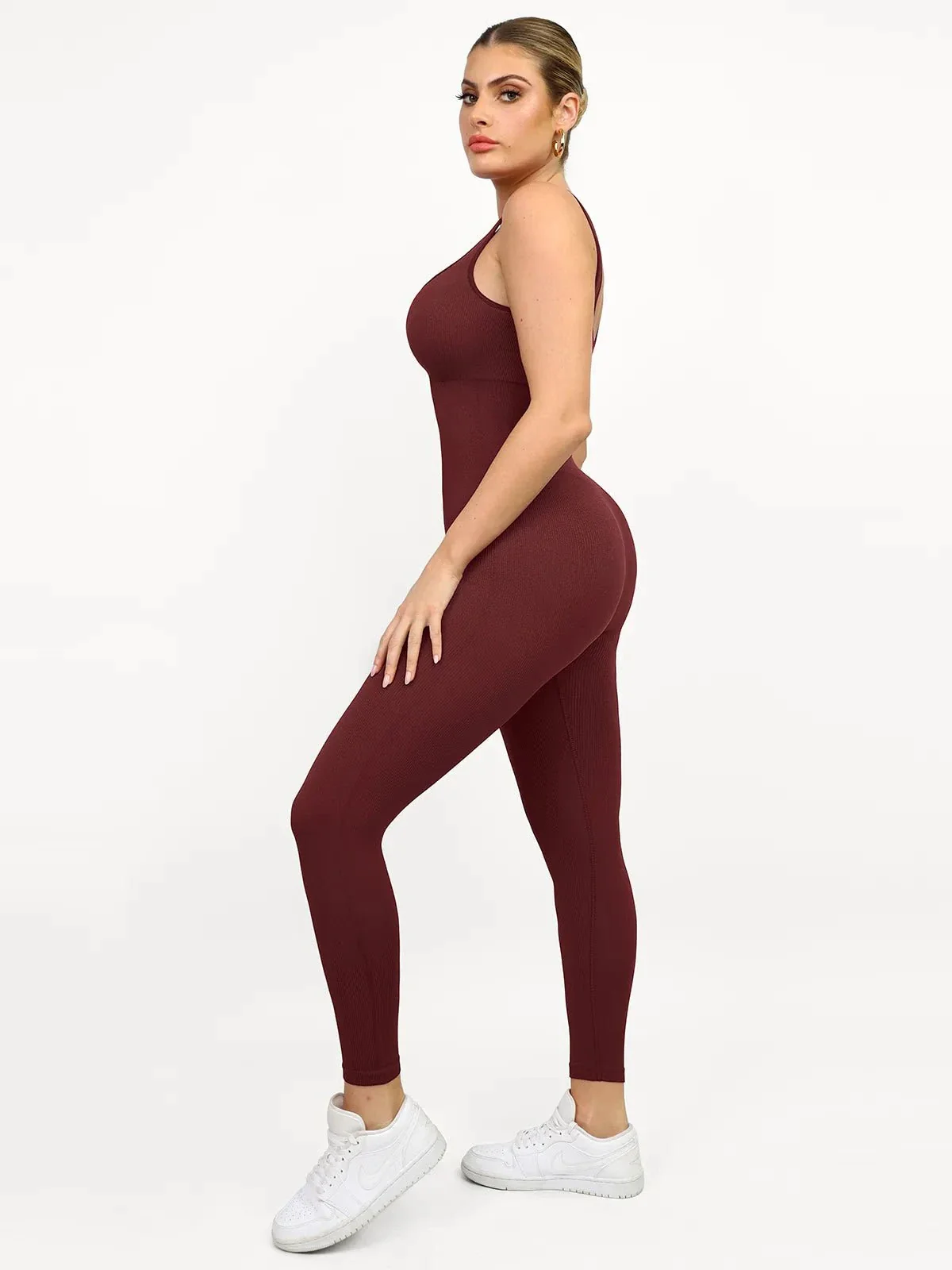 Shapewear Seamless Square Neck Tank Workout Jumpsuit - Image 34