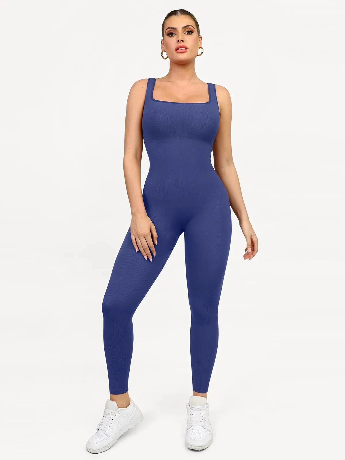 Shapewear Seamless Square Neck Tank Workout Jumpsuit - Image 37