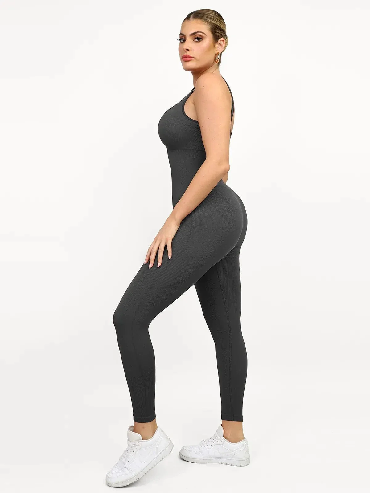 Shapewear Seamless Square Neck Tank Workout Jumpsuit - Image 45