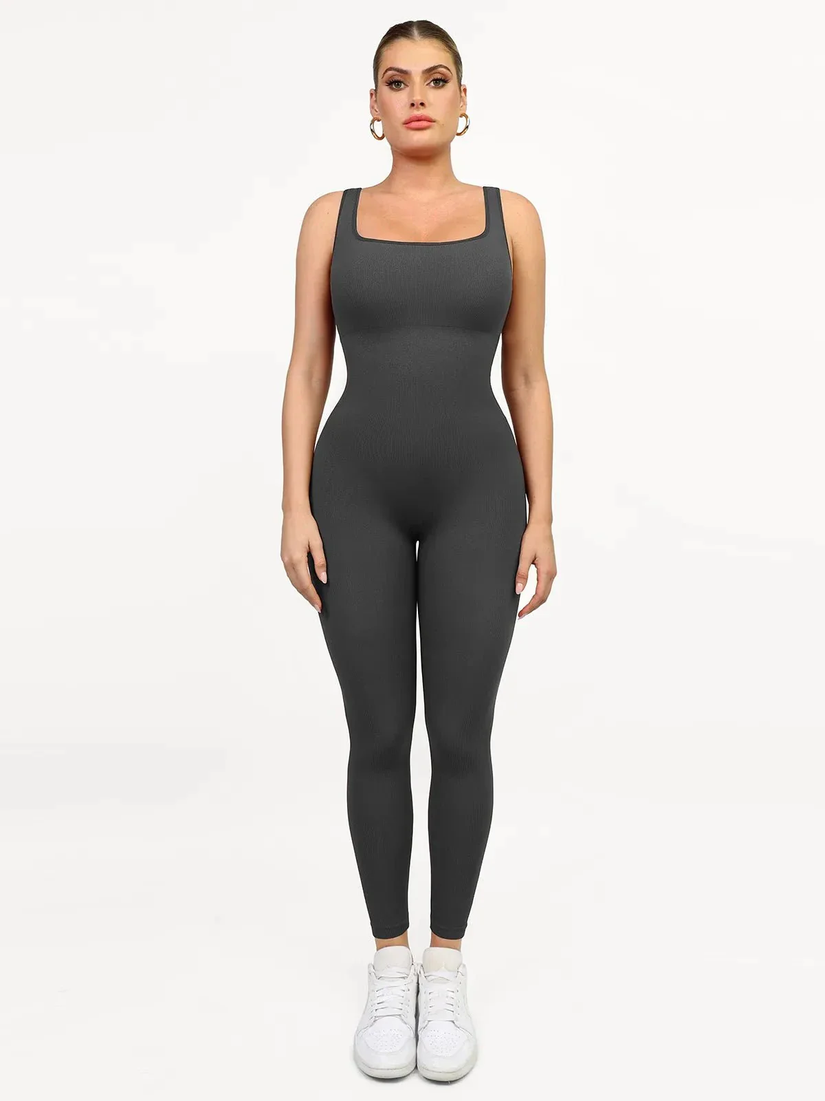 Shapewear Seamless Square Neck Tank Workout Jumpsuit - Image 46