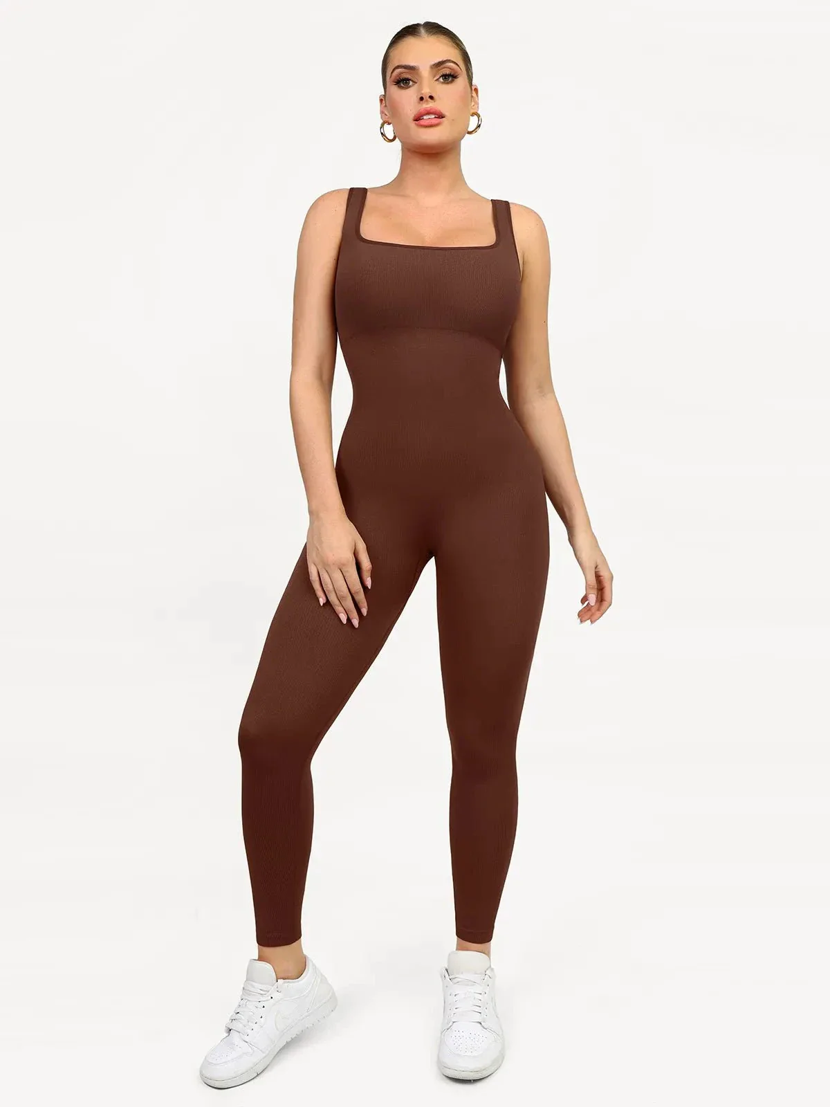 Shapewear Seamless Square Neck Tank Workout Jumpsuit - Image 8