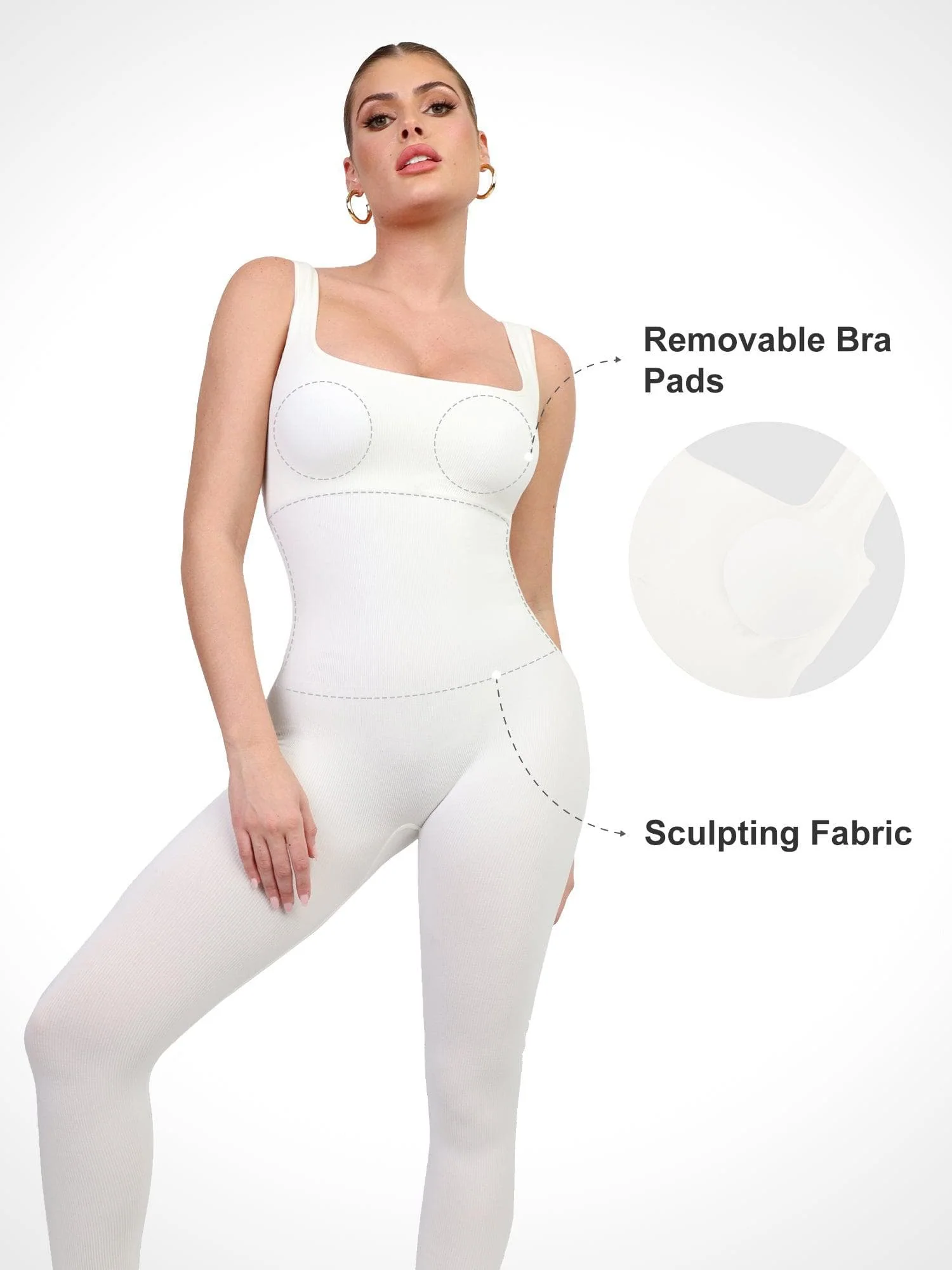 Shapewear Seamless Square Neck Workout Jumpsuit or Romper - Image 10