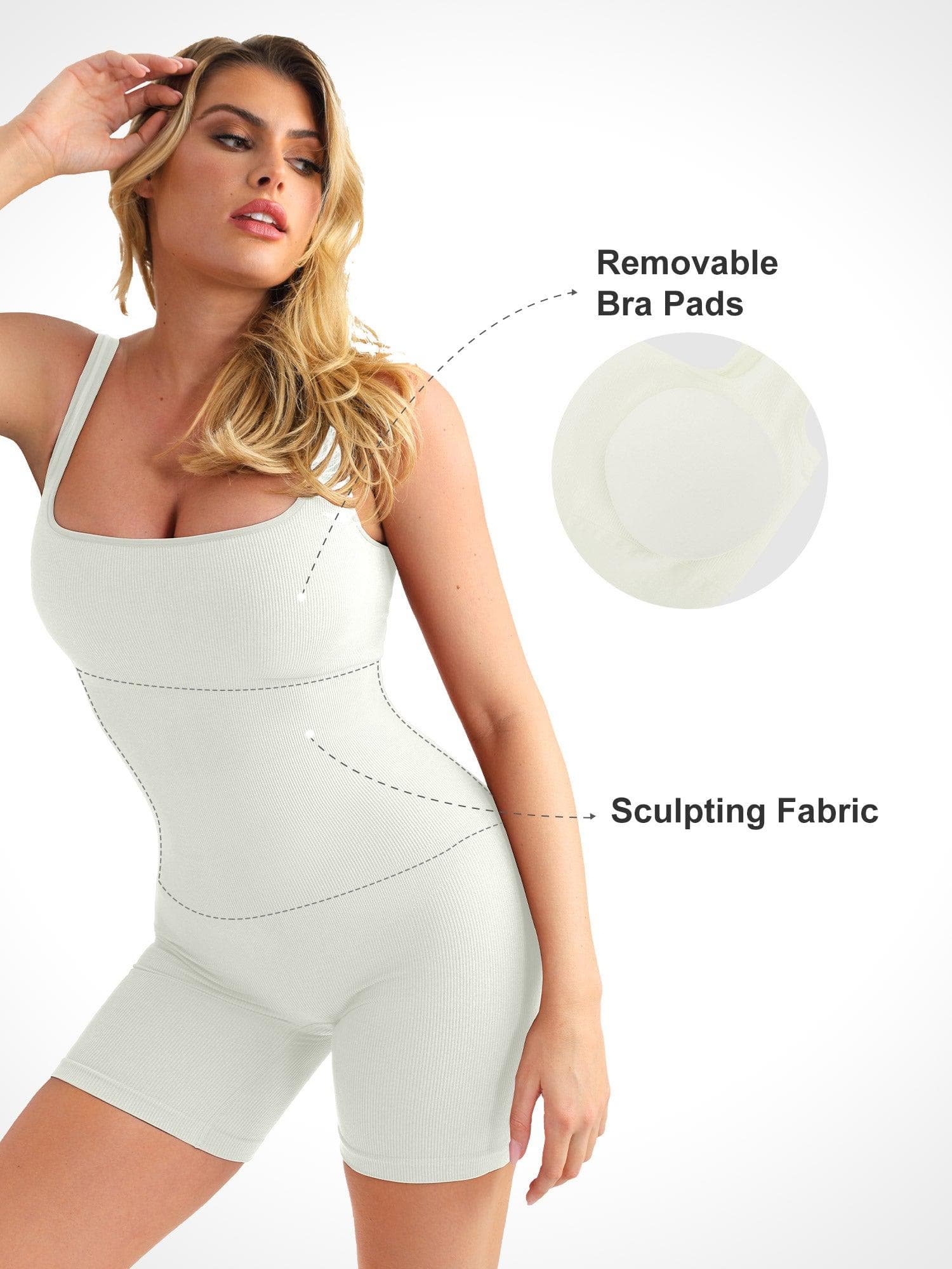 Shapewear Seamless Square Neck Workout Jumpsuit or Romper - Image 46