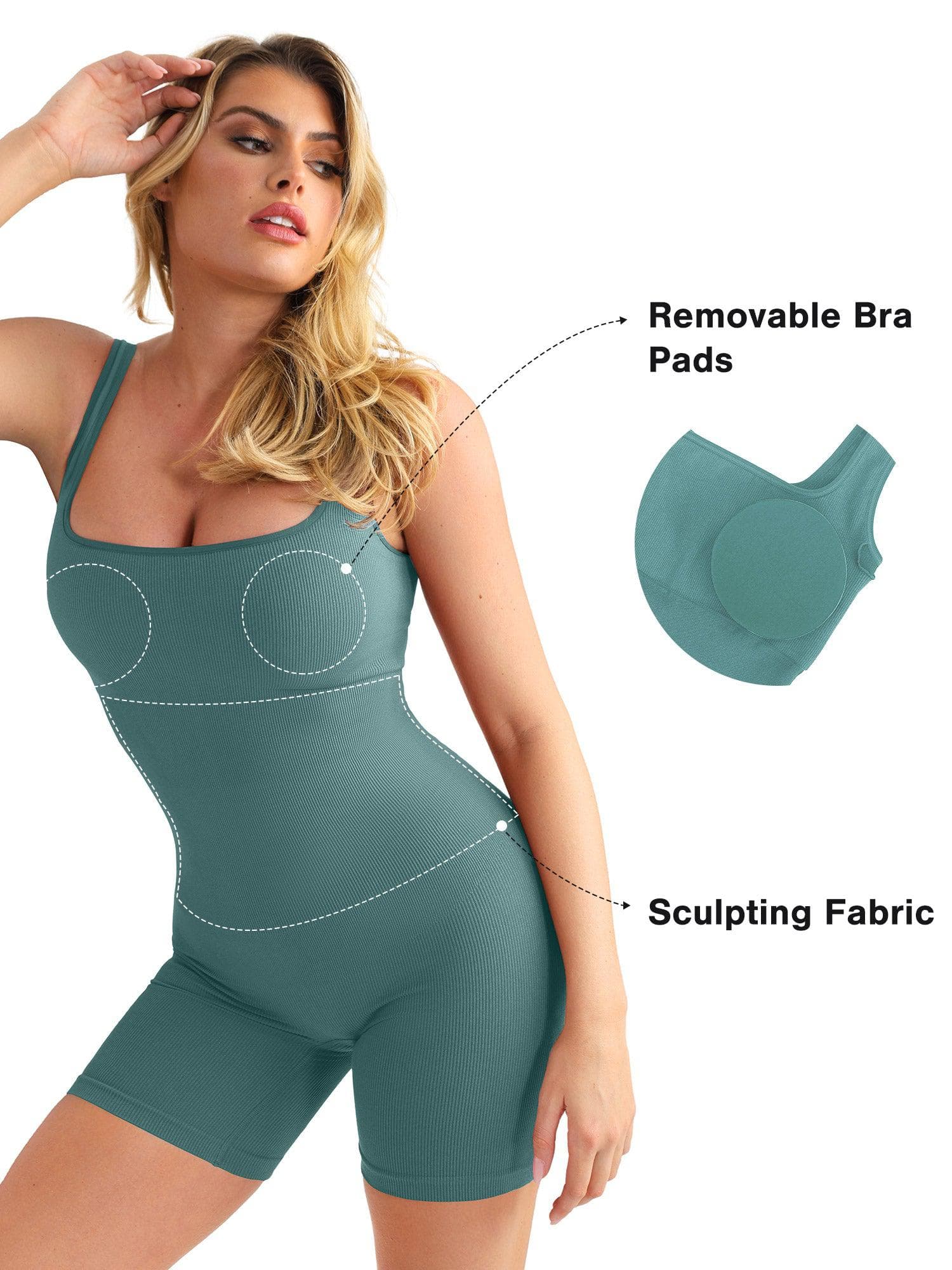 Shapewear Seamless Square Neck Workout Jumpsuit or Romper - Image 55