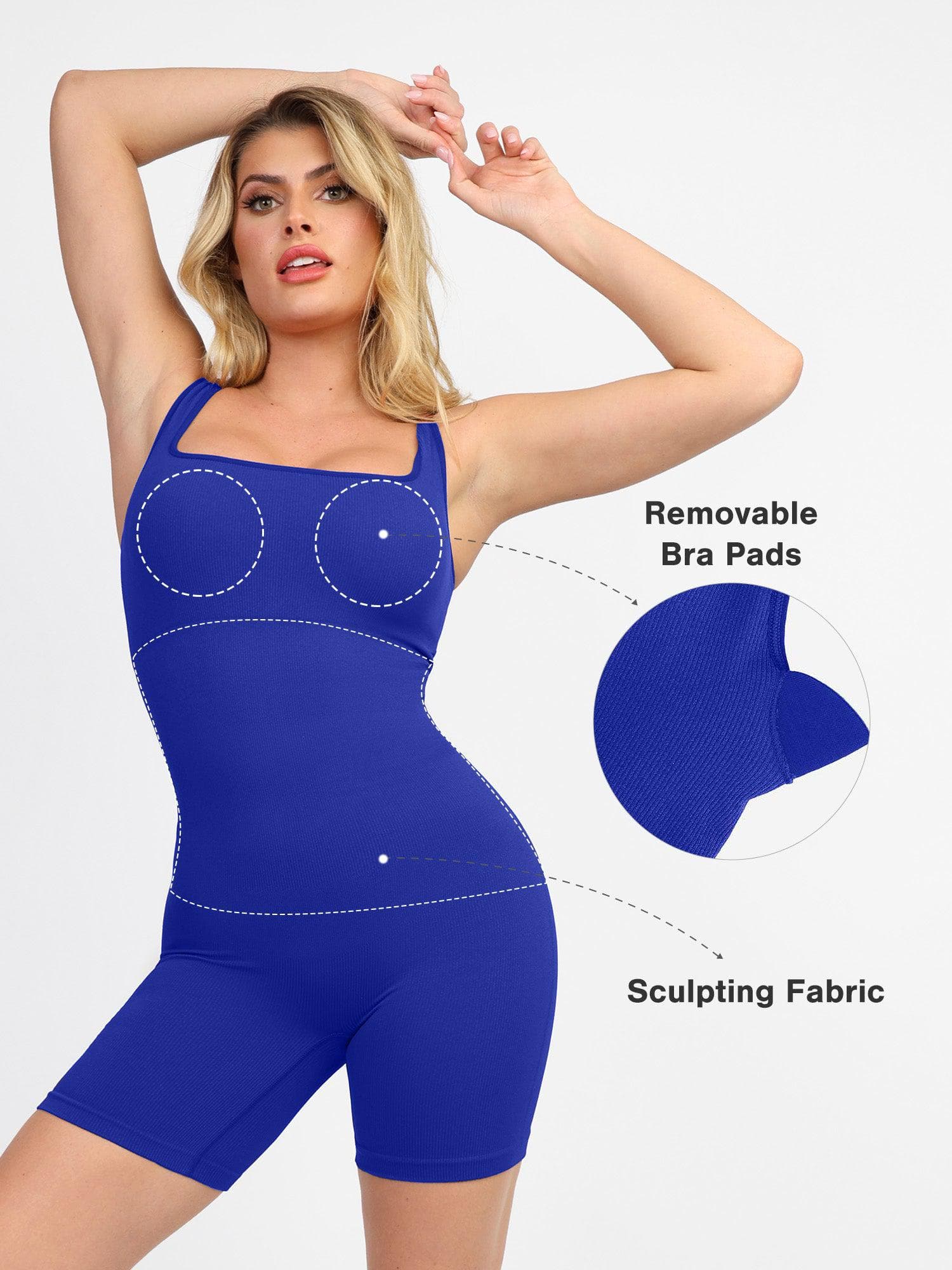 Shapewear Seamless Square Neck Workout Jumpsuit or Romper - Image 59