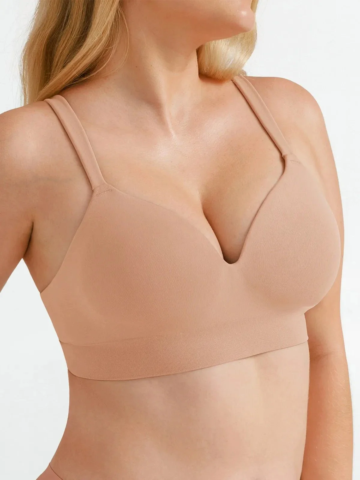 Seamless Wireless Adjustable Wide-Strap T-Shirt Bra - Image 16
