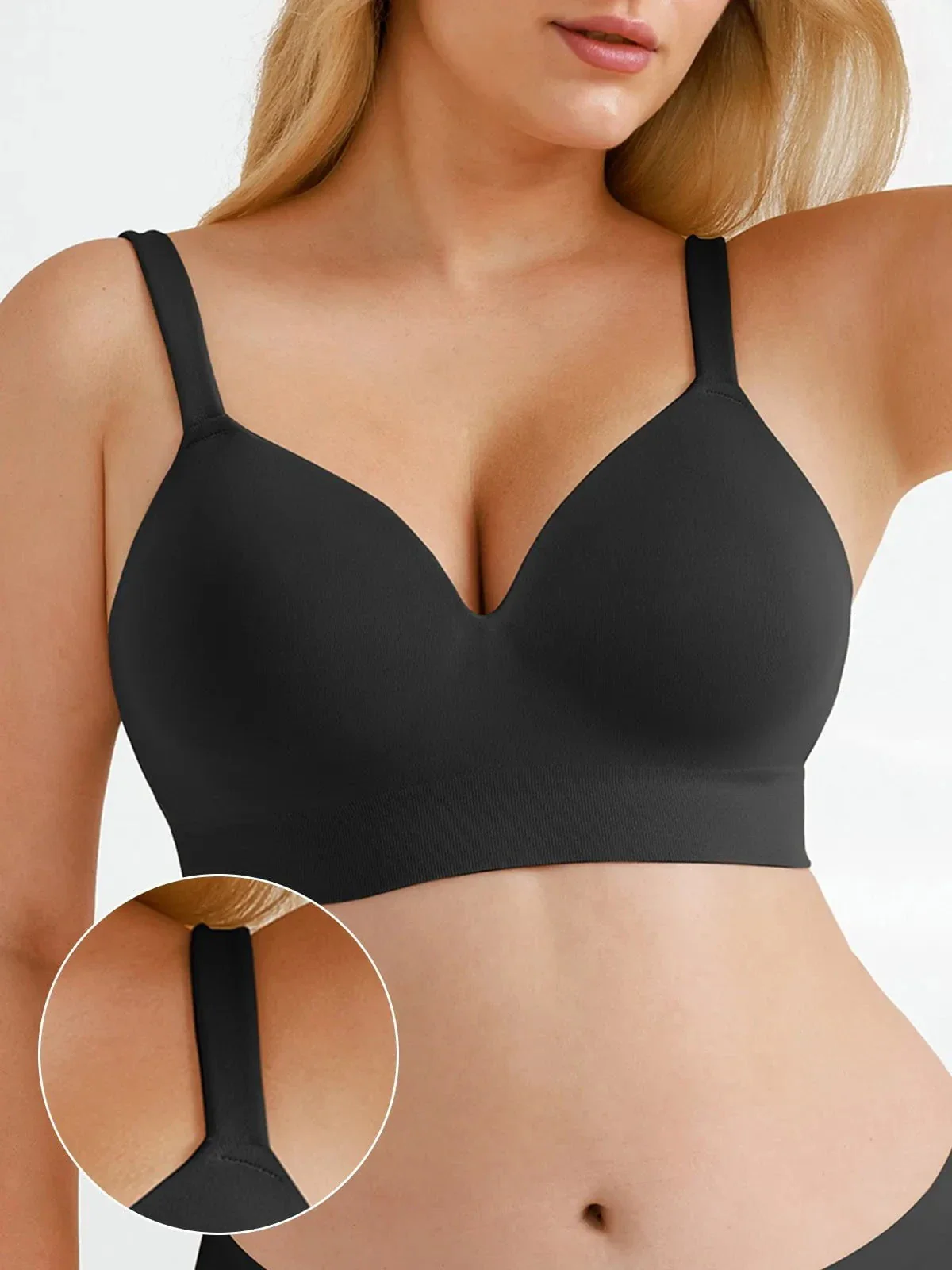 Seamless Wireless Adjustable Wide-Strap T-Shirt Bra - Image 8