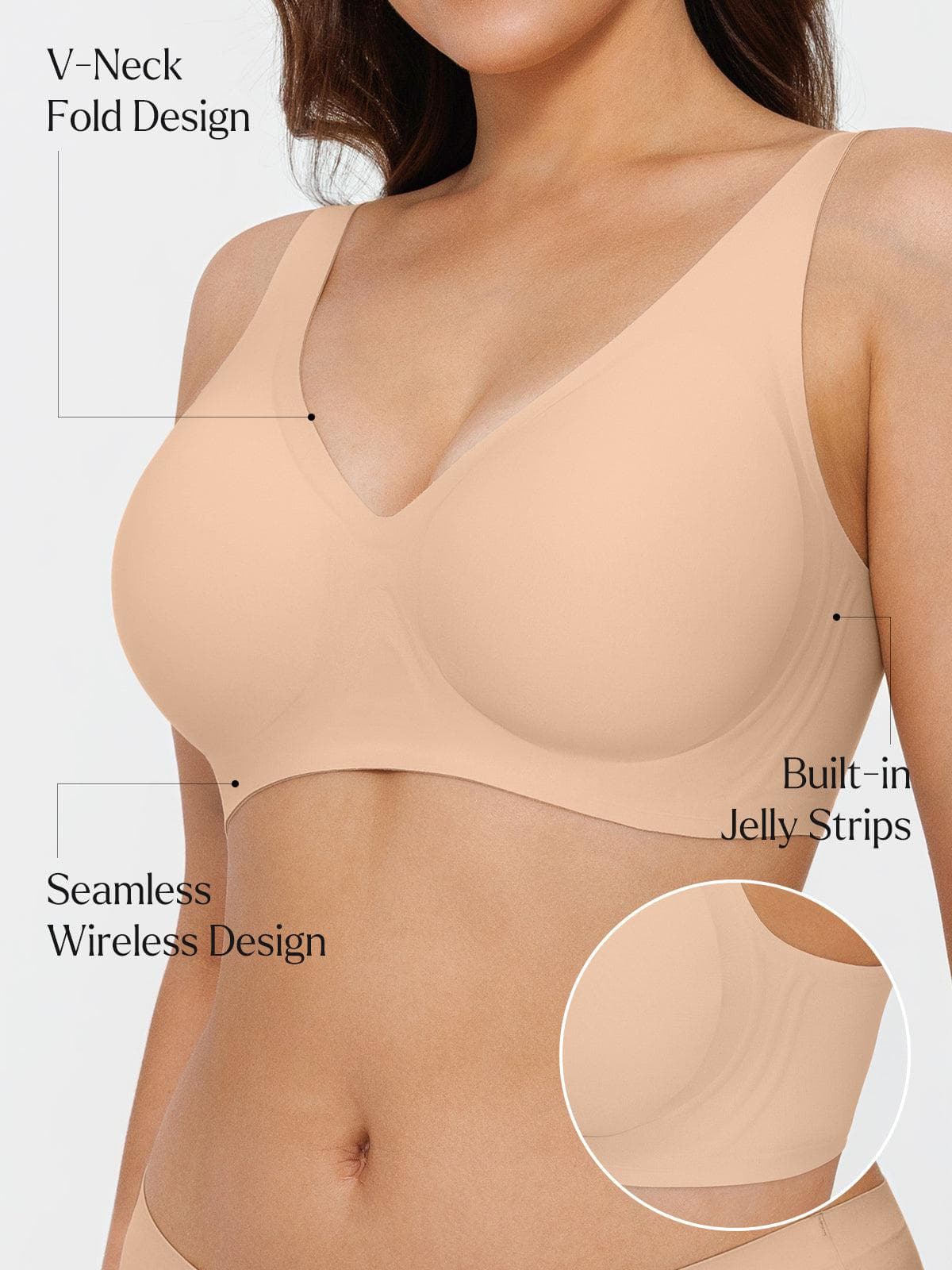 Seamless Wireless Jelly Comfort Plunge Bra - Image 10