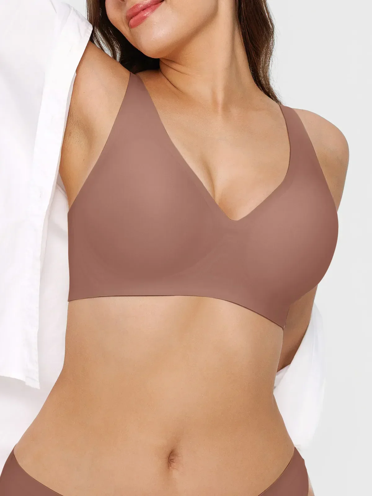 Seamless Wireless Jelly Comfort Plunge Bra - Image 36
