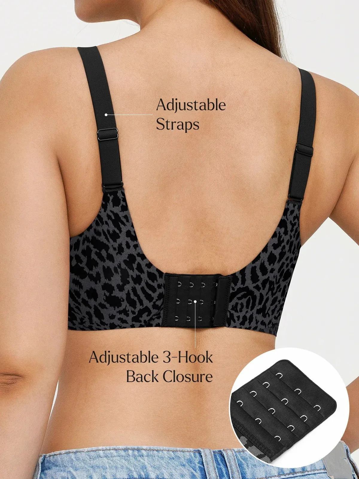 Seamless Wireless Jelly Leopard Contour Minimizer Support Bra - Image 12