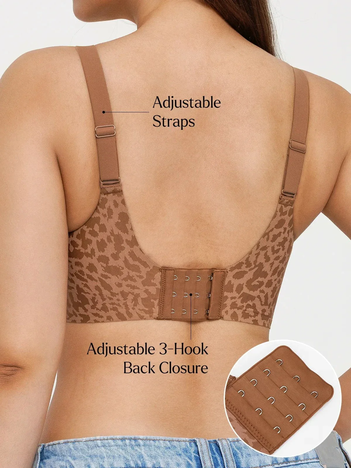 Seamless Wireless Jelly Leopard Contour Minimizer Support Bra - Image 19