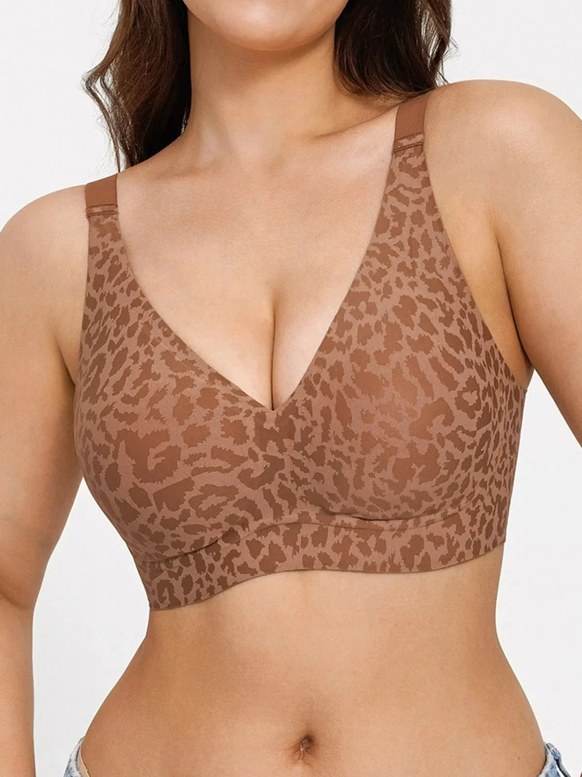 Seamless Wireless Jelly Leopard Contour Minimizer Support Bra - Image 23