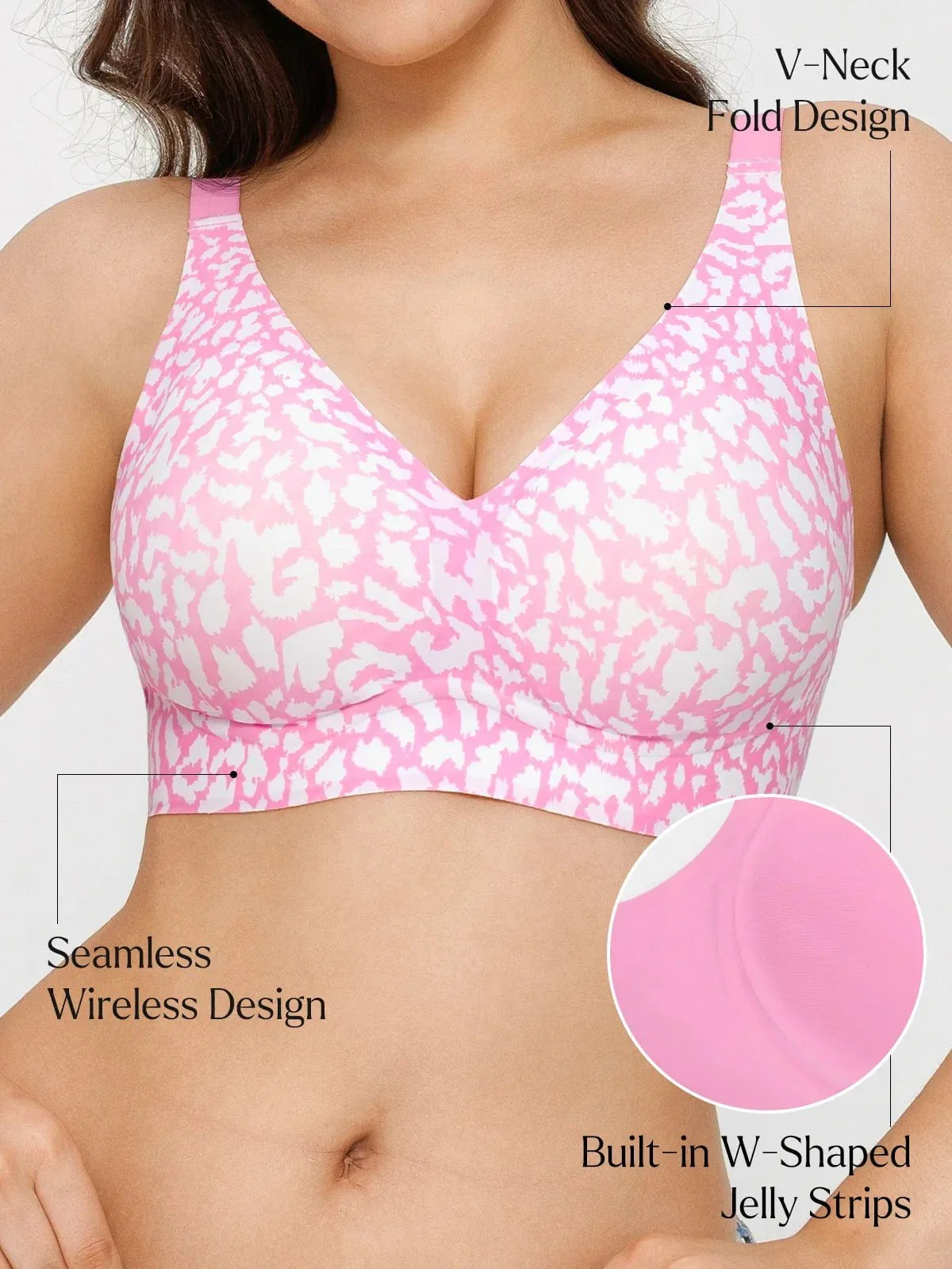 Seamless Wireless Jelly Leopard Contour Minimizer Support Bra - Image 27