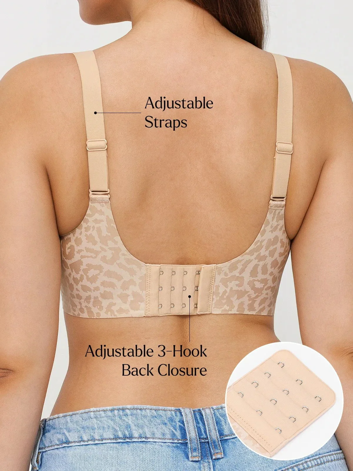 Seamless Wireless Jelly Leopard Contour Minimizer Support Bra - Image 3