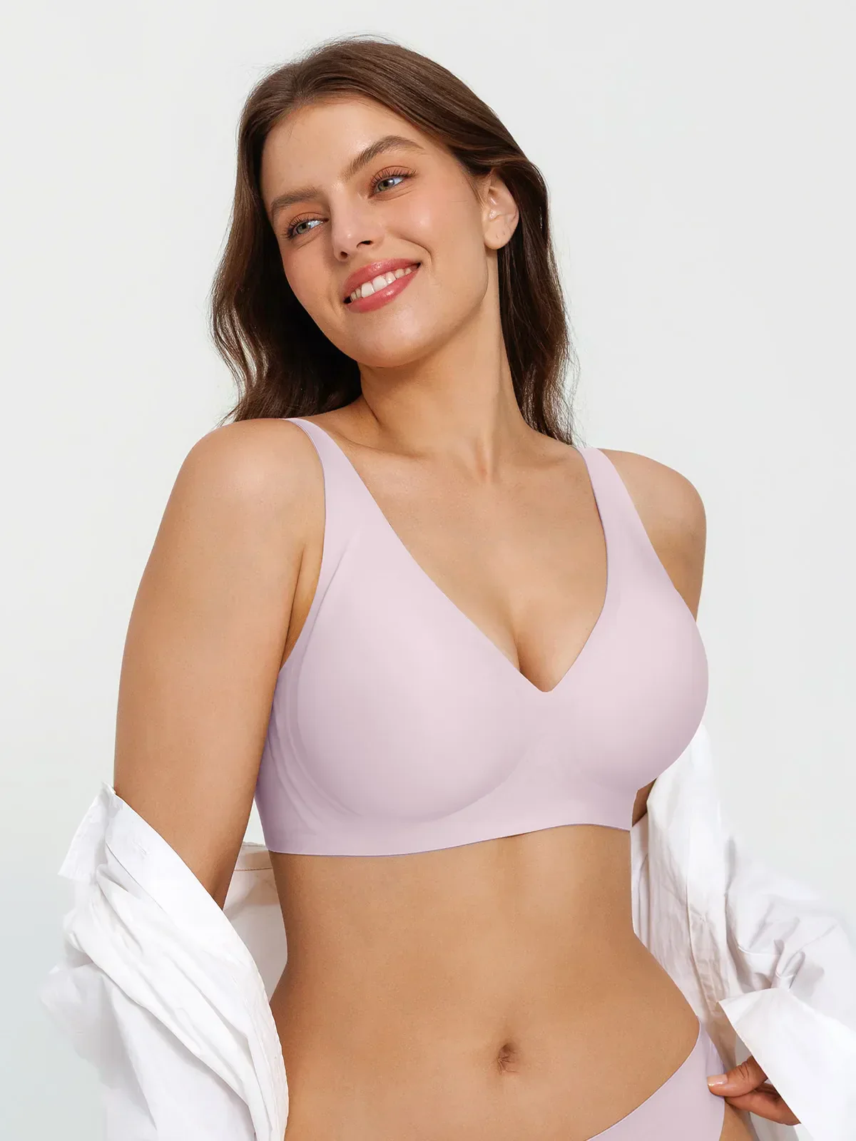 Seamless Wireless Jelly Comfort Plunge Bra - Image 43