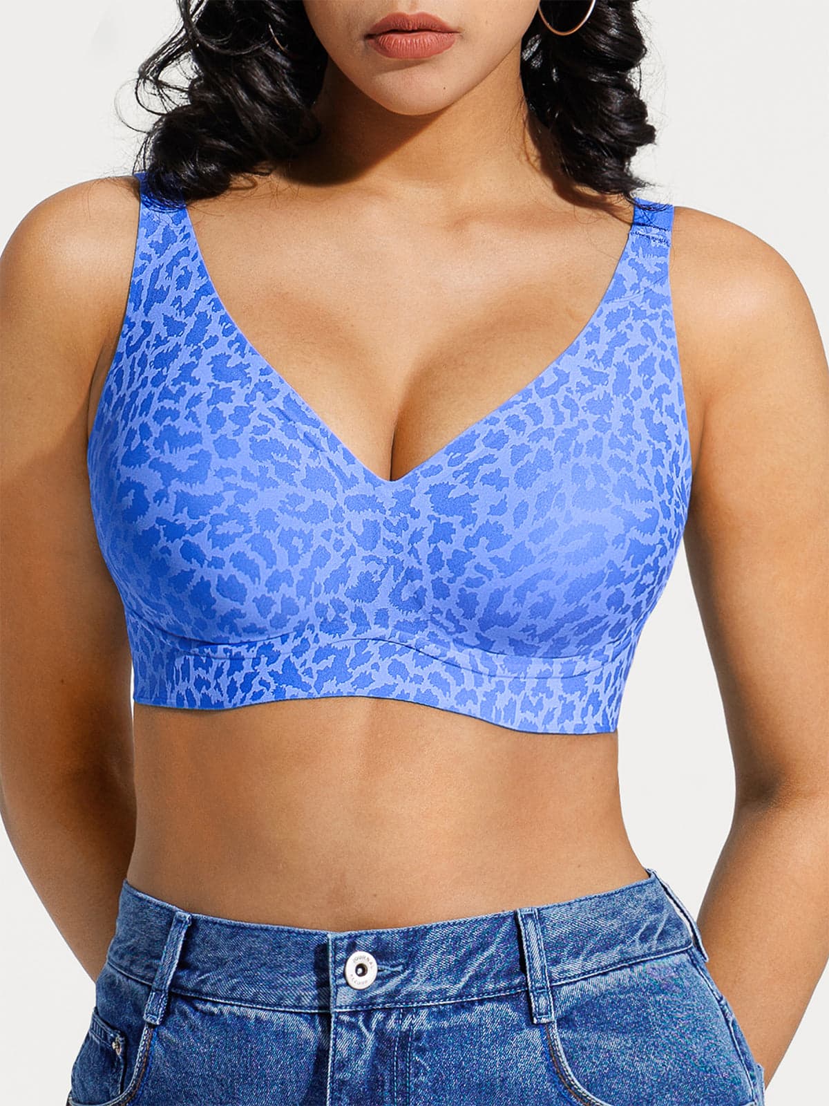 Seamless Wireless Jelly Leopard Contour Minimizer Support Bra - Image 76