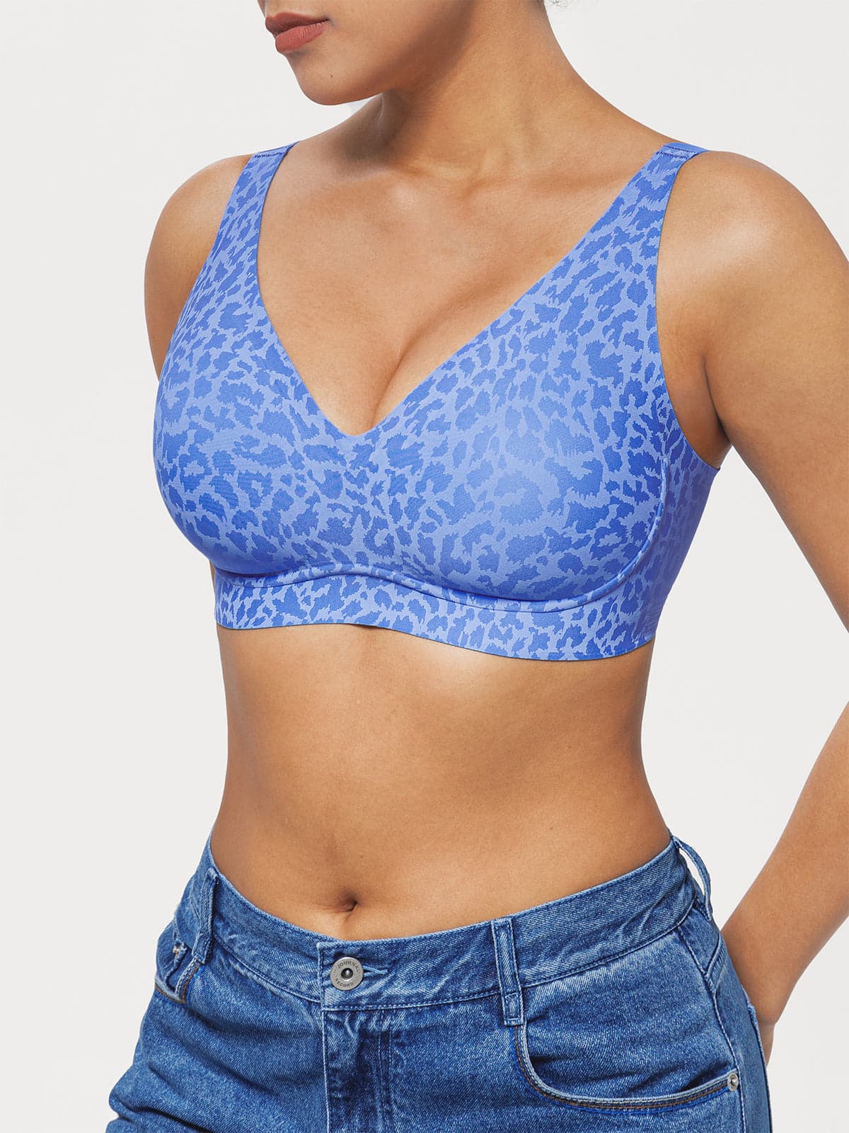 Seamless Wireless Jelly Leopard Contour Minimizer Support Bra - Image 77