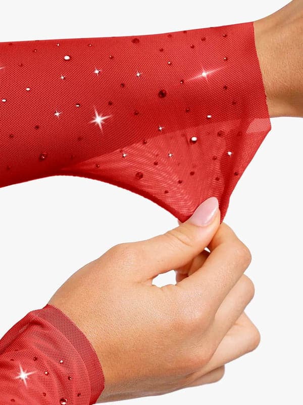 Sequin Cowl Neck Chain Detail Sculpting Bodysuit - Image 34