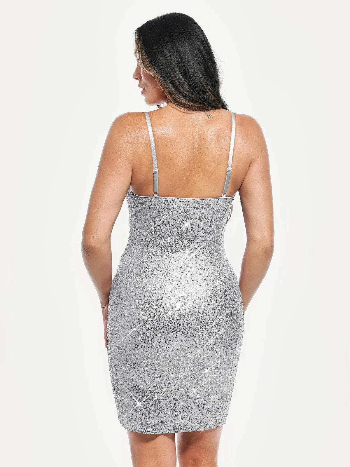 Sequin Cowl Neck Sculpting Mini Dress - Image 16