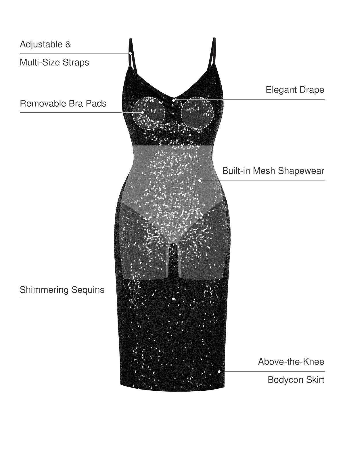 Sequin Cowl Neck Sculpting Mini Dress - Image 23