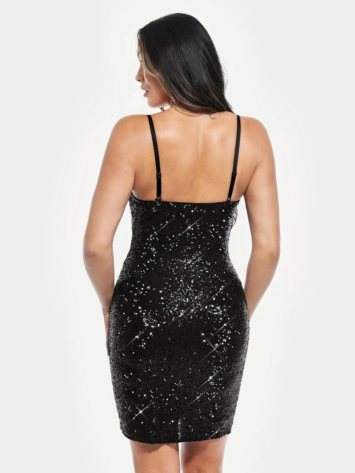 Sequin Cowl Neck Sculpting Mini Dress - Image 25