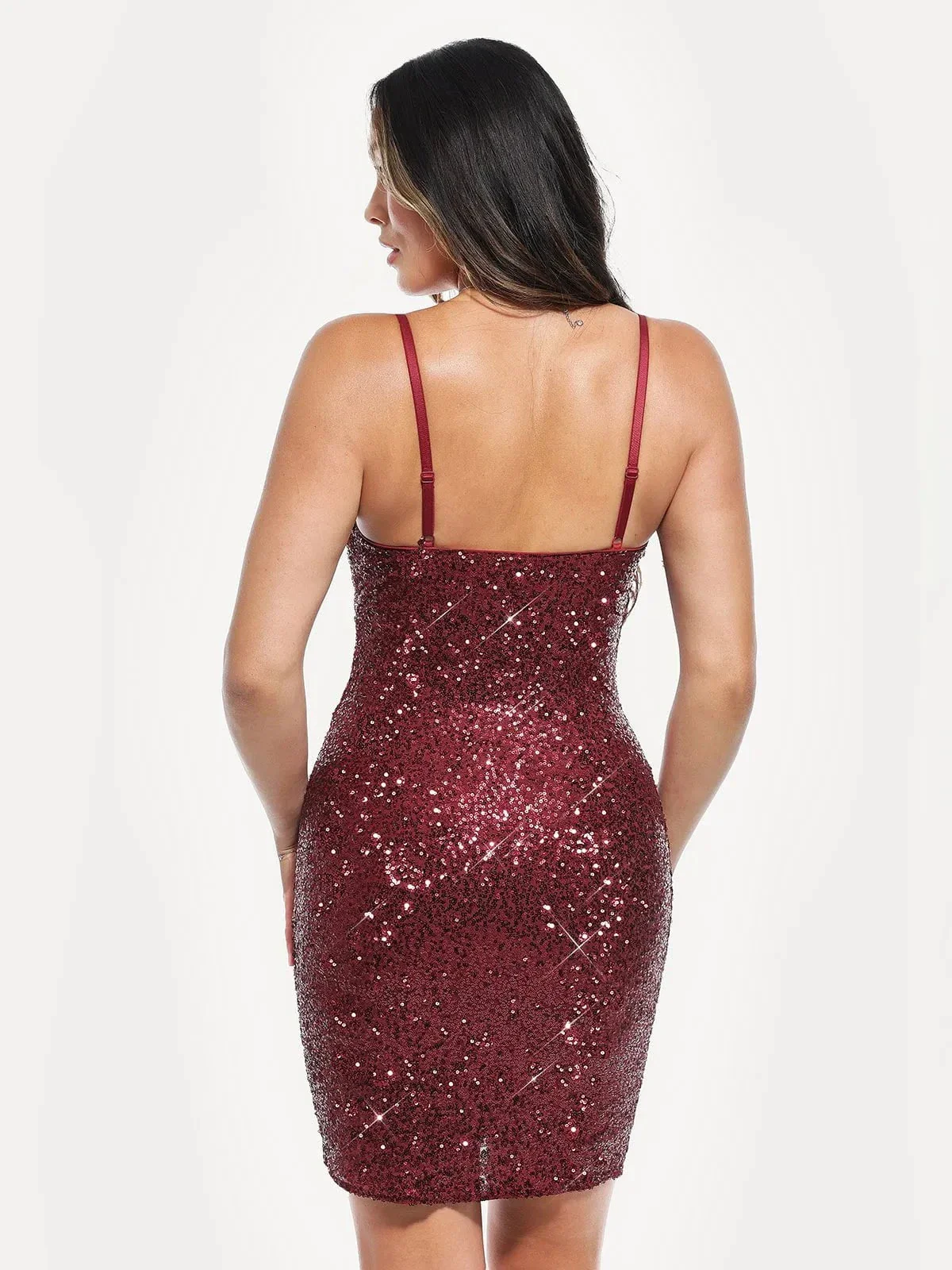 Sequin Cowl Neck Sculpting Mini Dress - Image 5