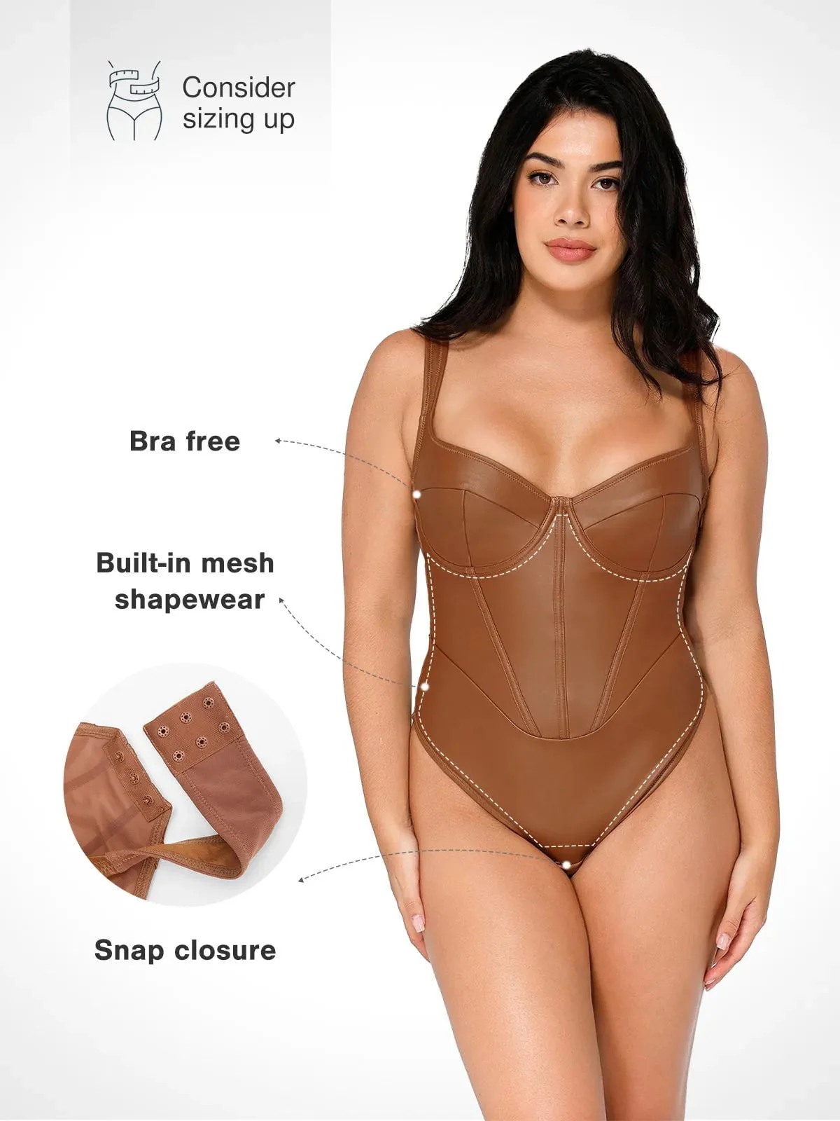 Sexy Faux Leather Corset Tank Bodysuit - Image 10