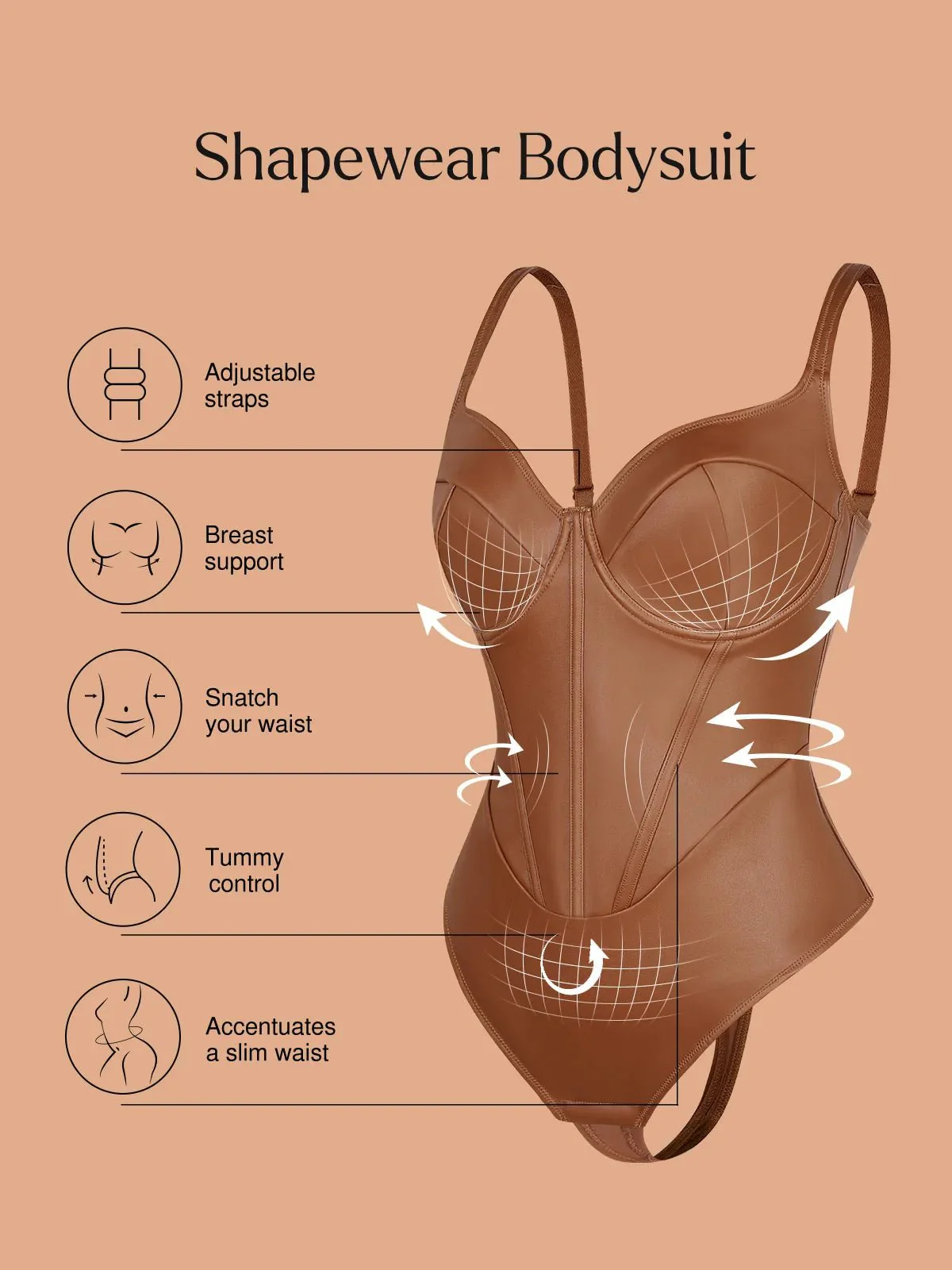 Sexy Faux Leather Corset Tank Bodysuit - Image 11