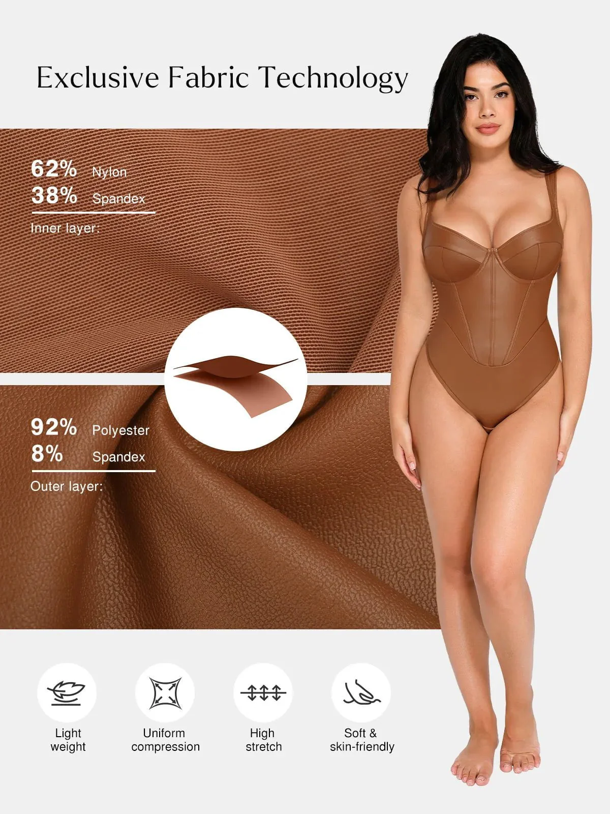 Sexy Faux Leather Corset Tank Bodysuit - Image 13