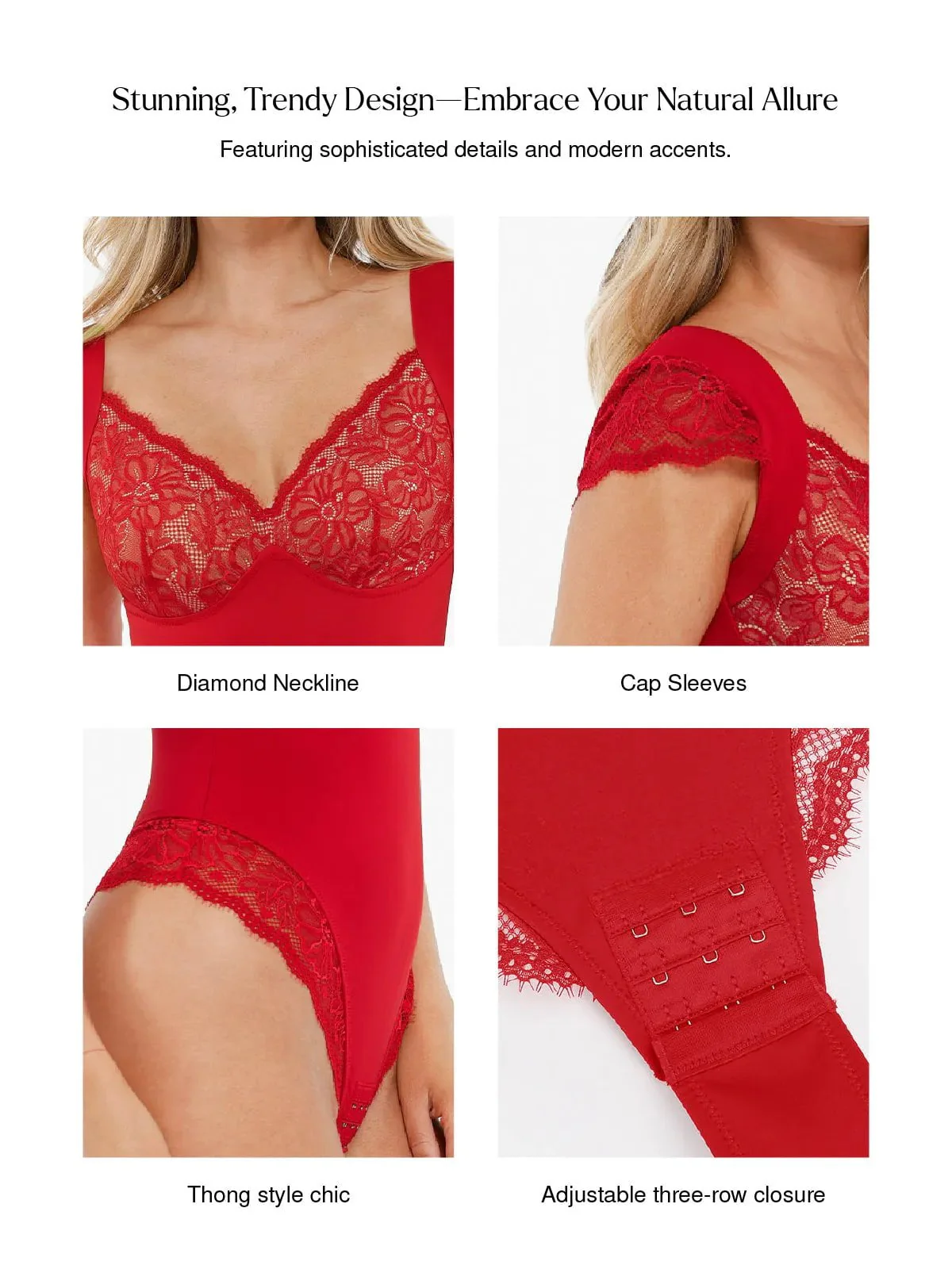 Sexy Shapewear Deep V Cap Sleeve Lace Bodysuit - Image 5
