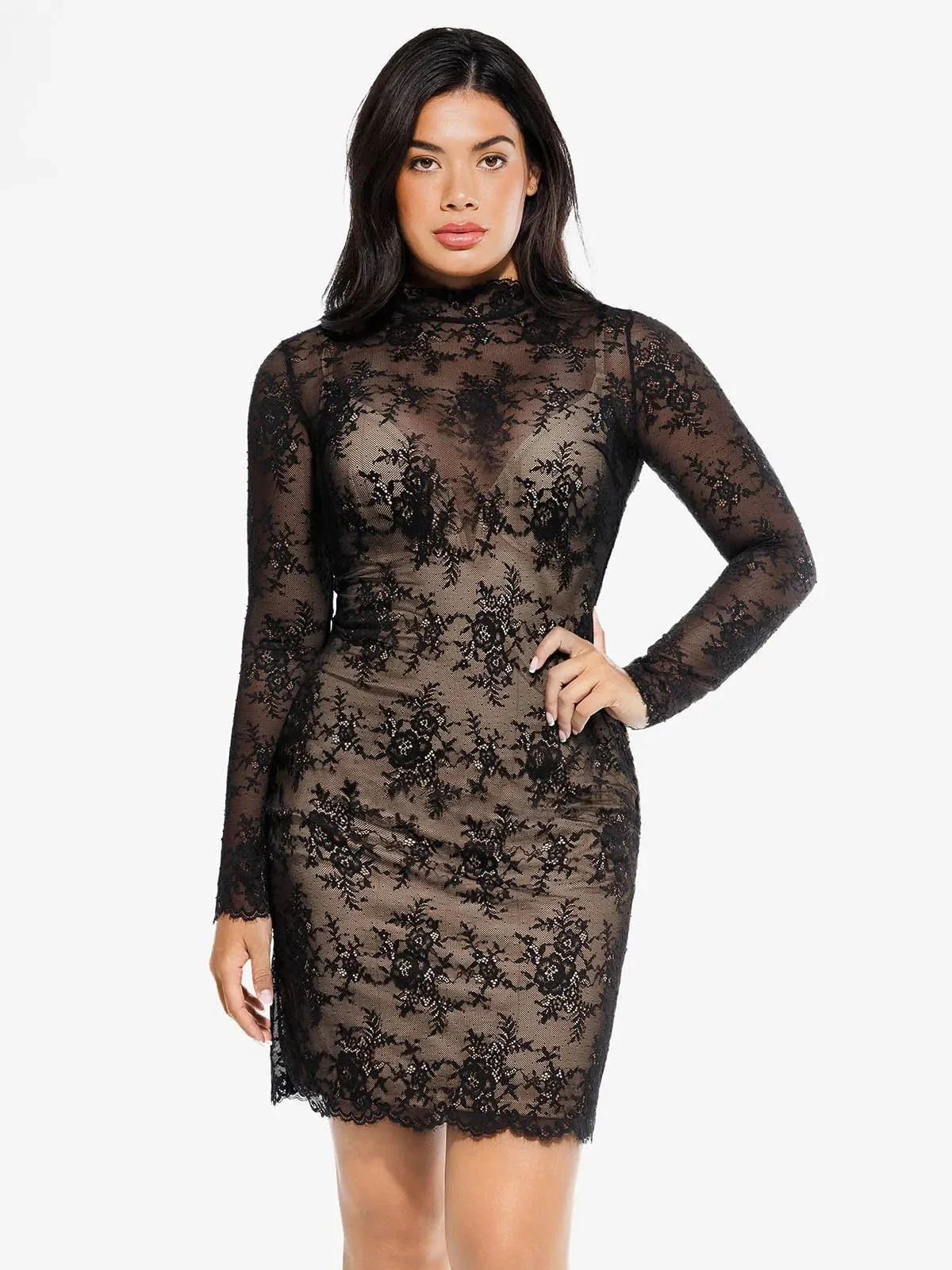 Shapewear 2-in-1 Lace Overlay Sculpting Dress - Image 23