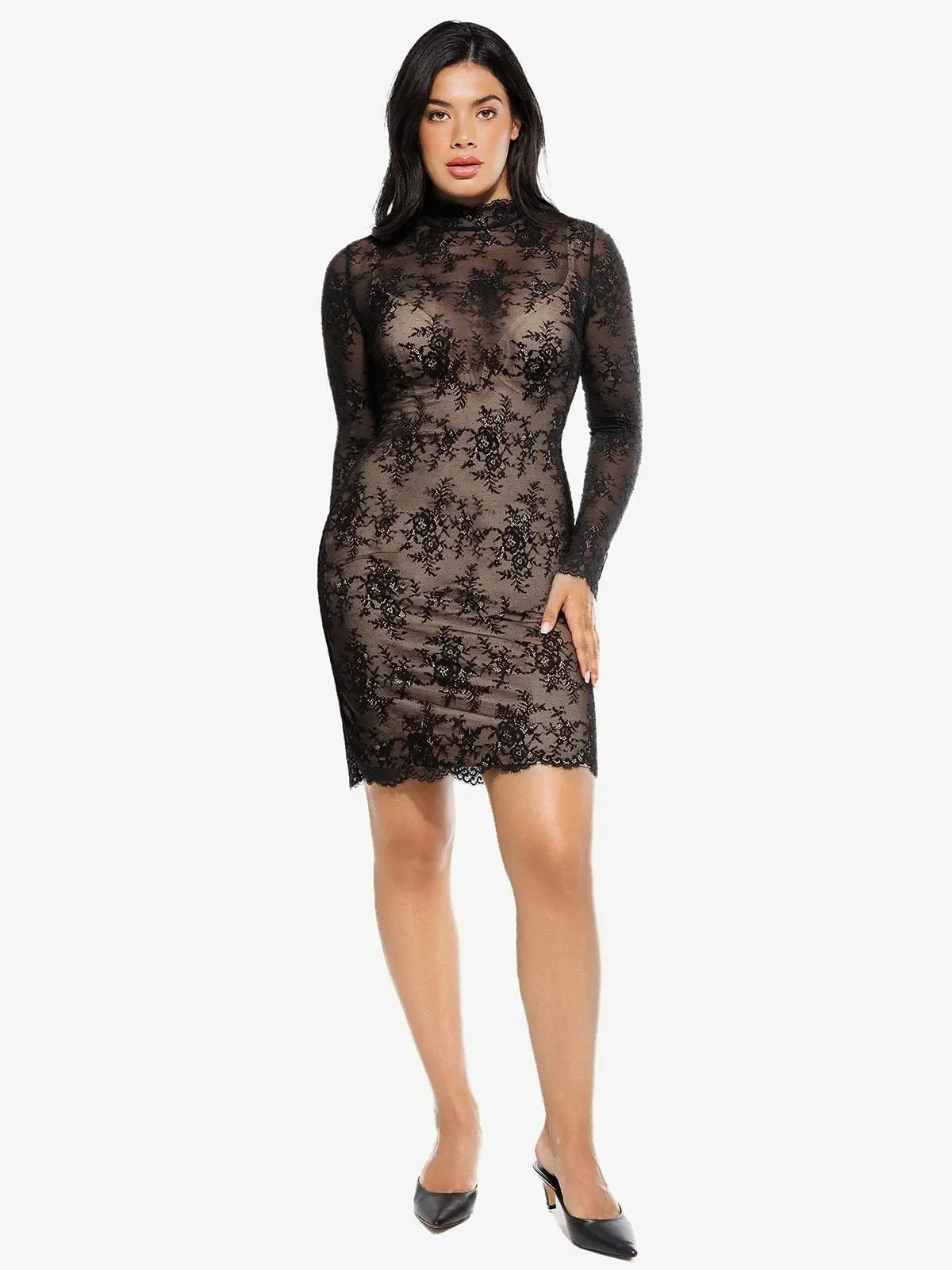 Shapewear 2-in-1 Lace Overlay Sculpting Dress - Image 28